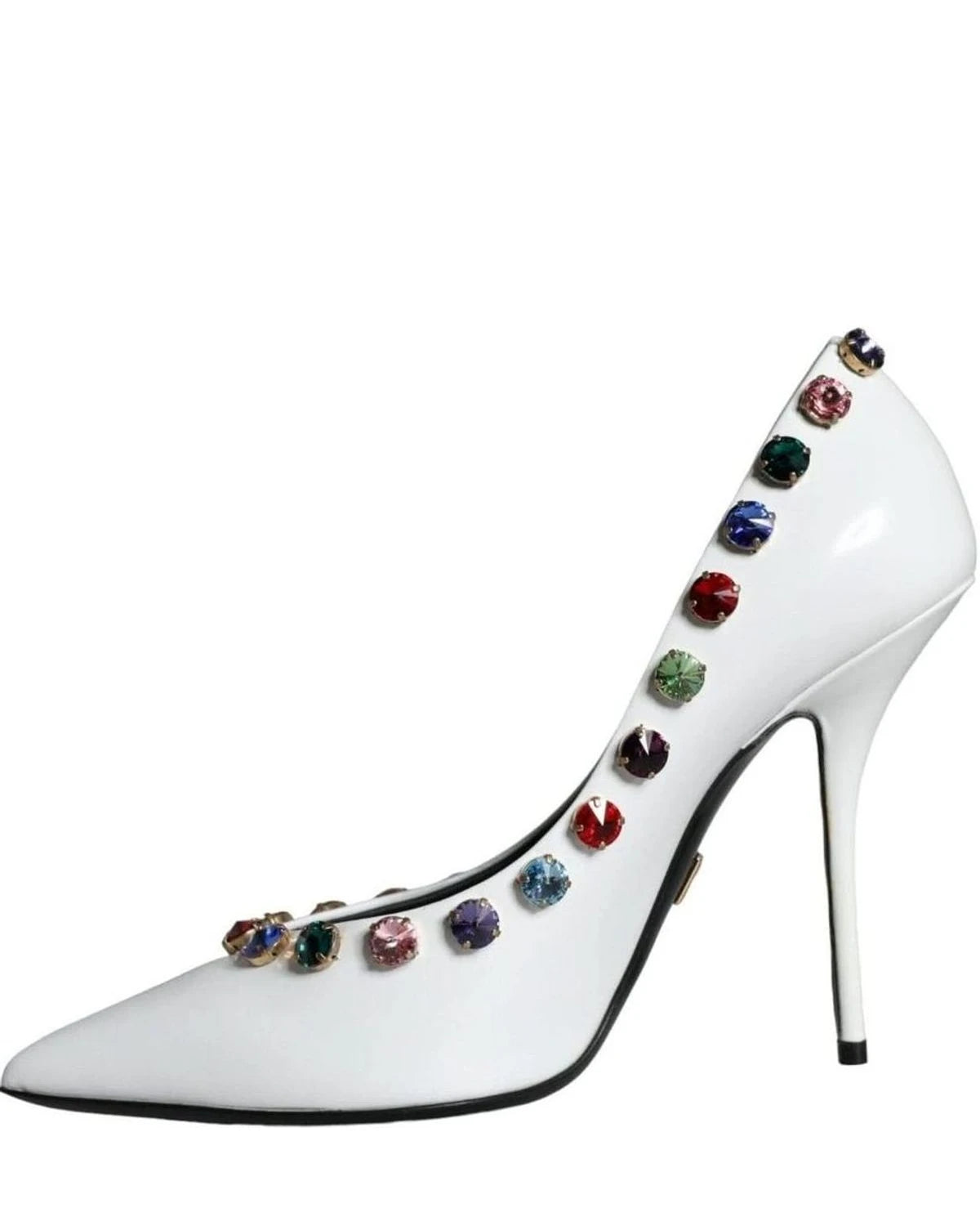 Dolce & Gabbana White Crystal Leather High Heels Pumps Shoes Heels