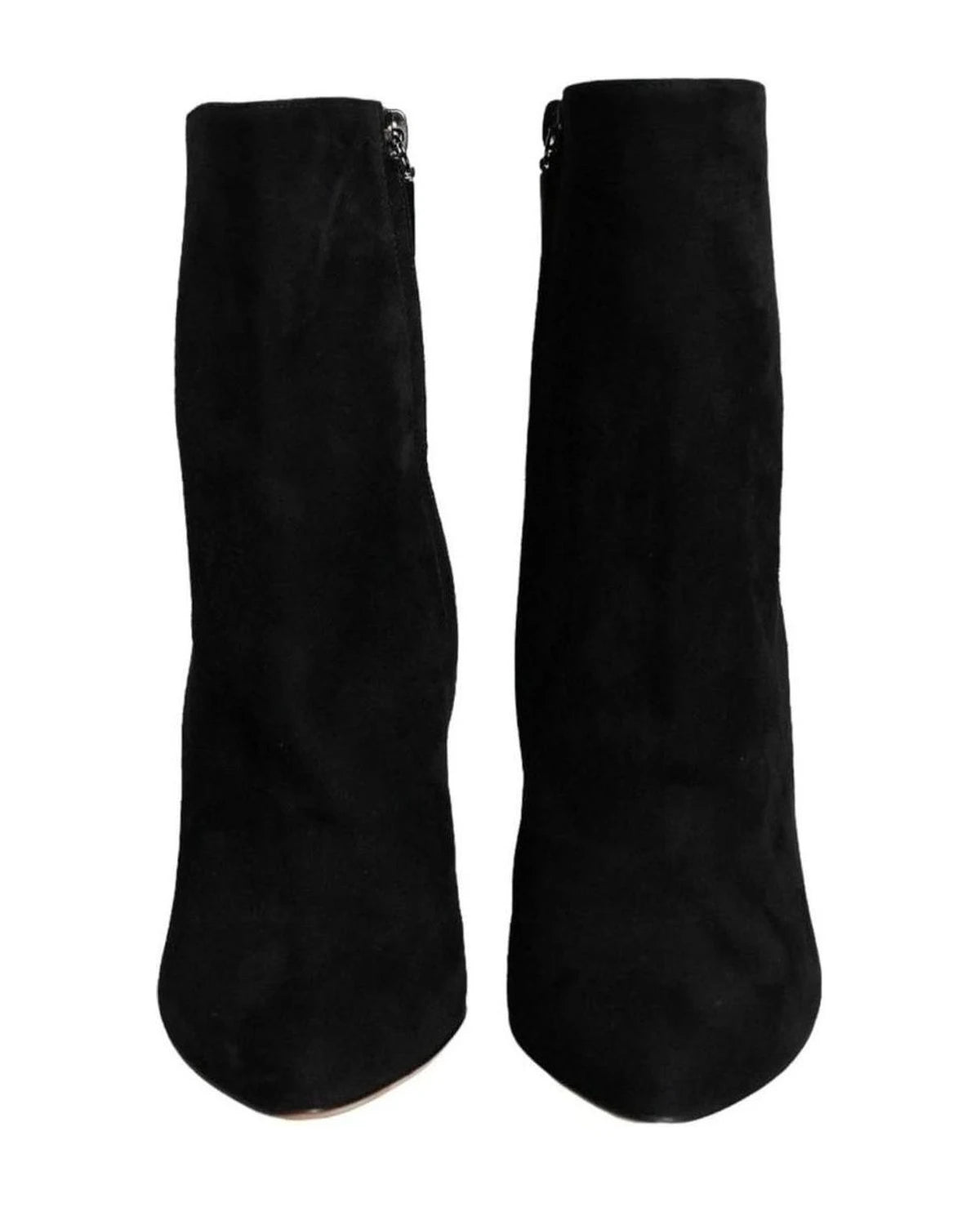 Dolce & Gabbana Black Suede Leather Mid Calf Boots Shoes Boots