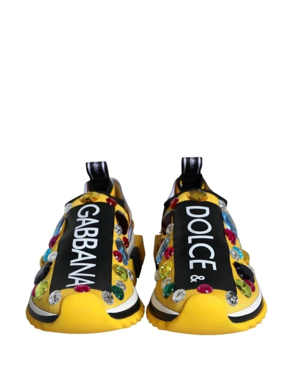 Dolce & Gabbana Yellow Sorrento Crystals Sneakers Womens Shoes Sneakers