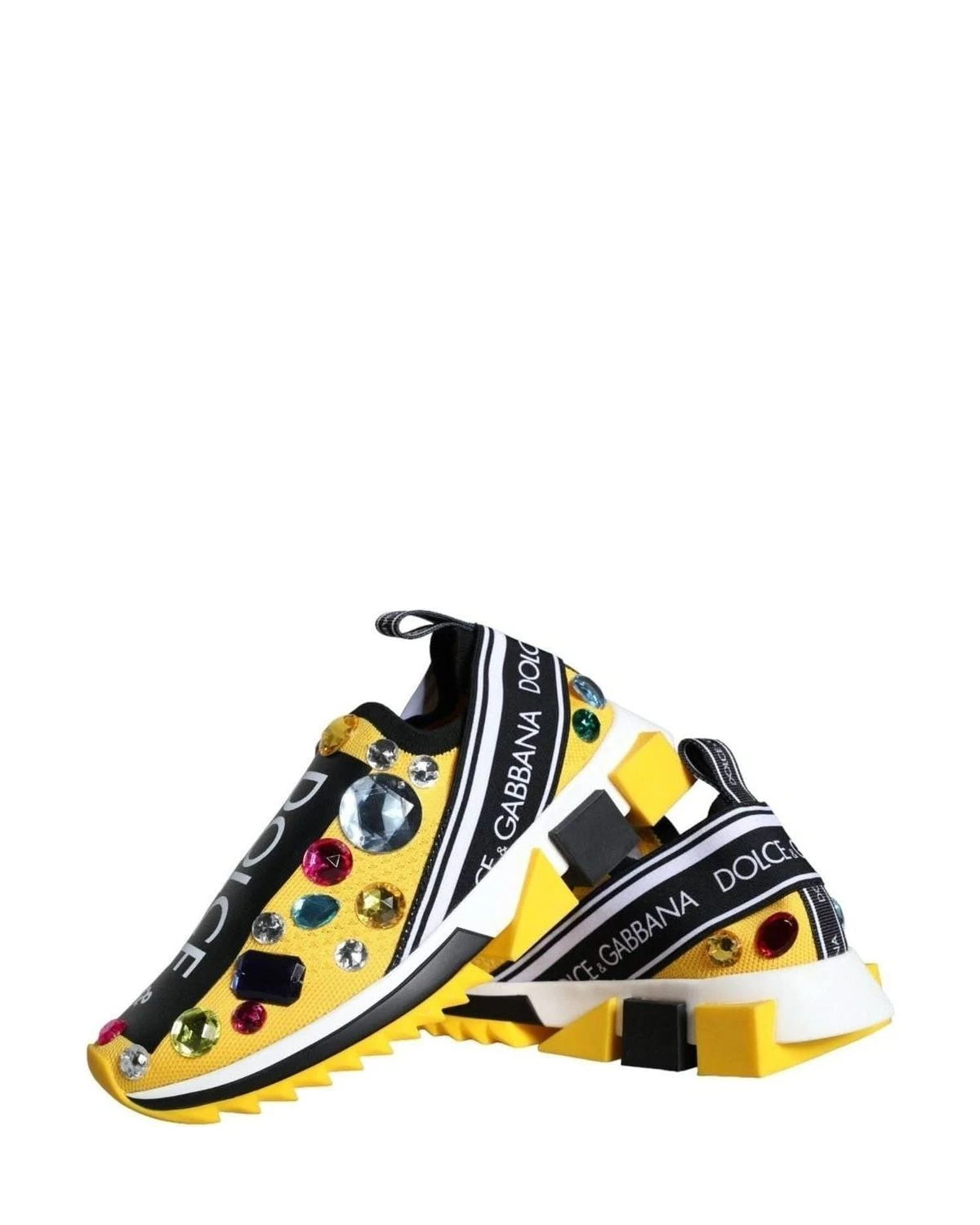Dolce & Gabbana Yellow Sorrento Crystals Sneakers Womens Shoes Sneakers