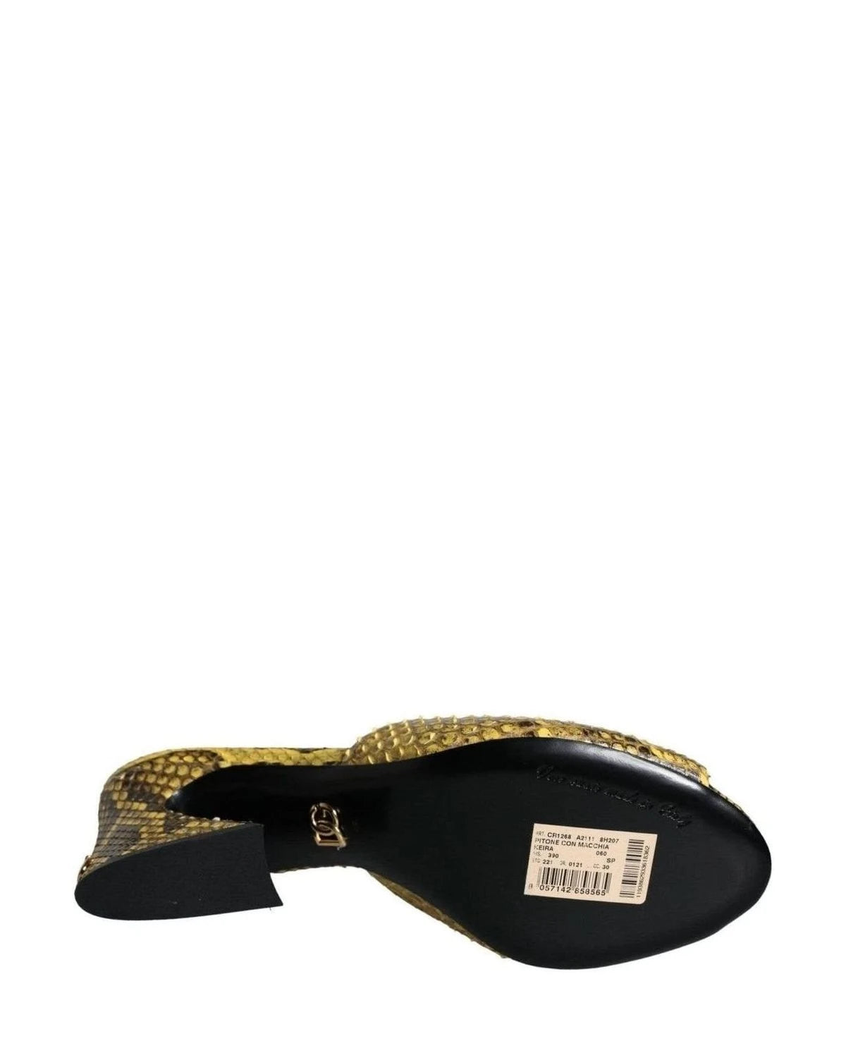 Dolce & Gabbana Yellow Leather Block Heels Slides Shoes Heels