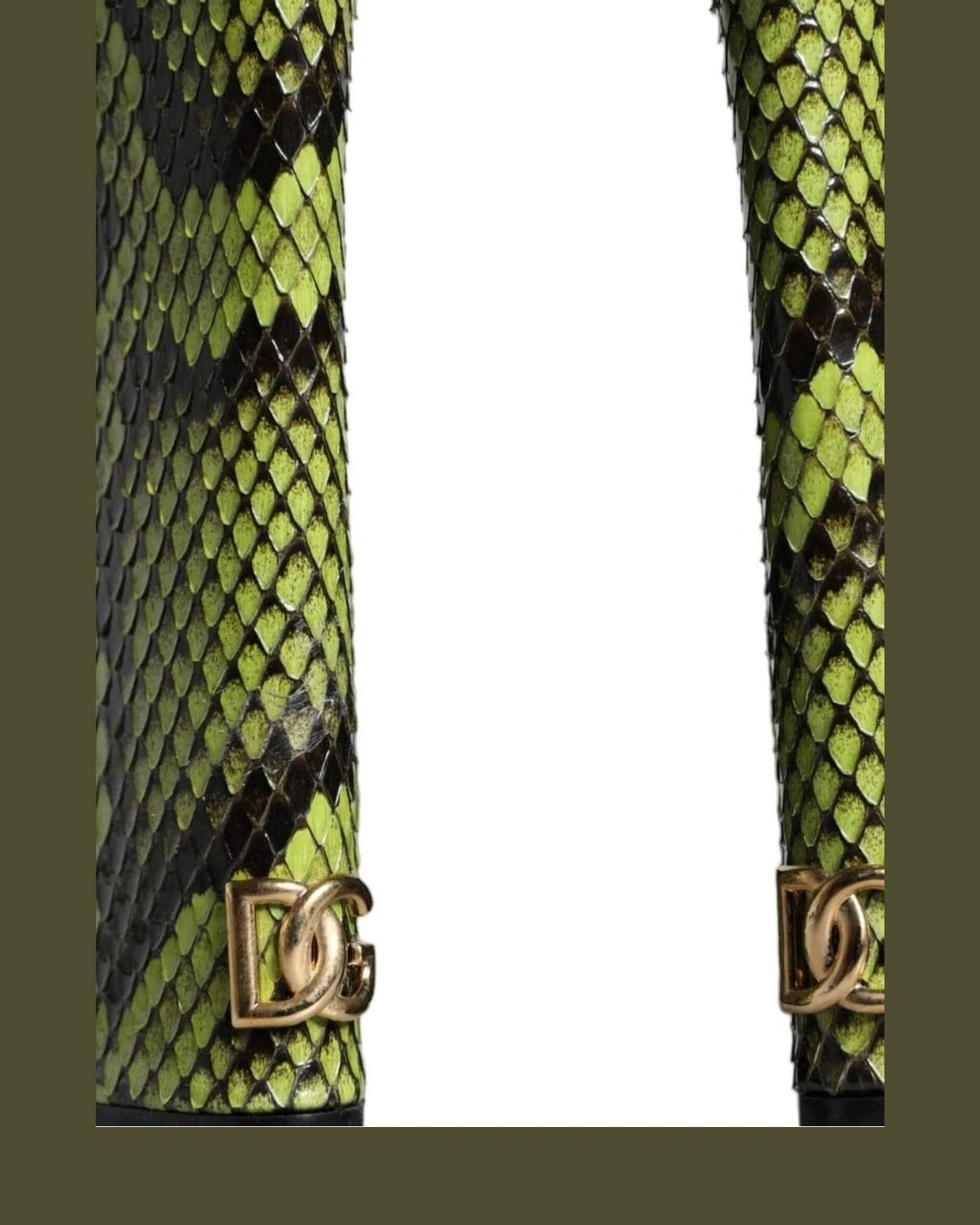 Dolce & Gabbana Green Exotic Leather Ankle Strap Heels Sandals Shoes Heels