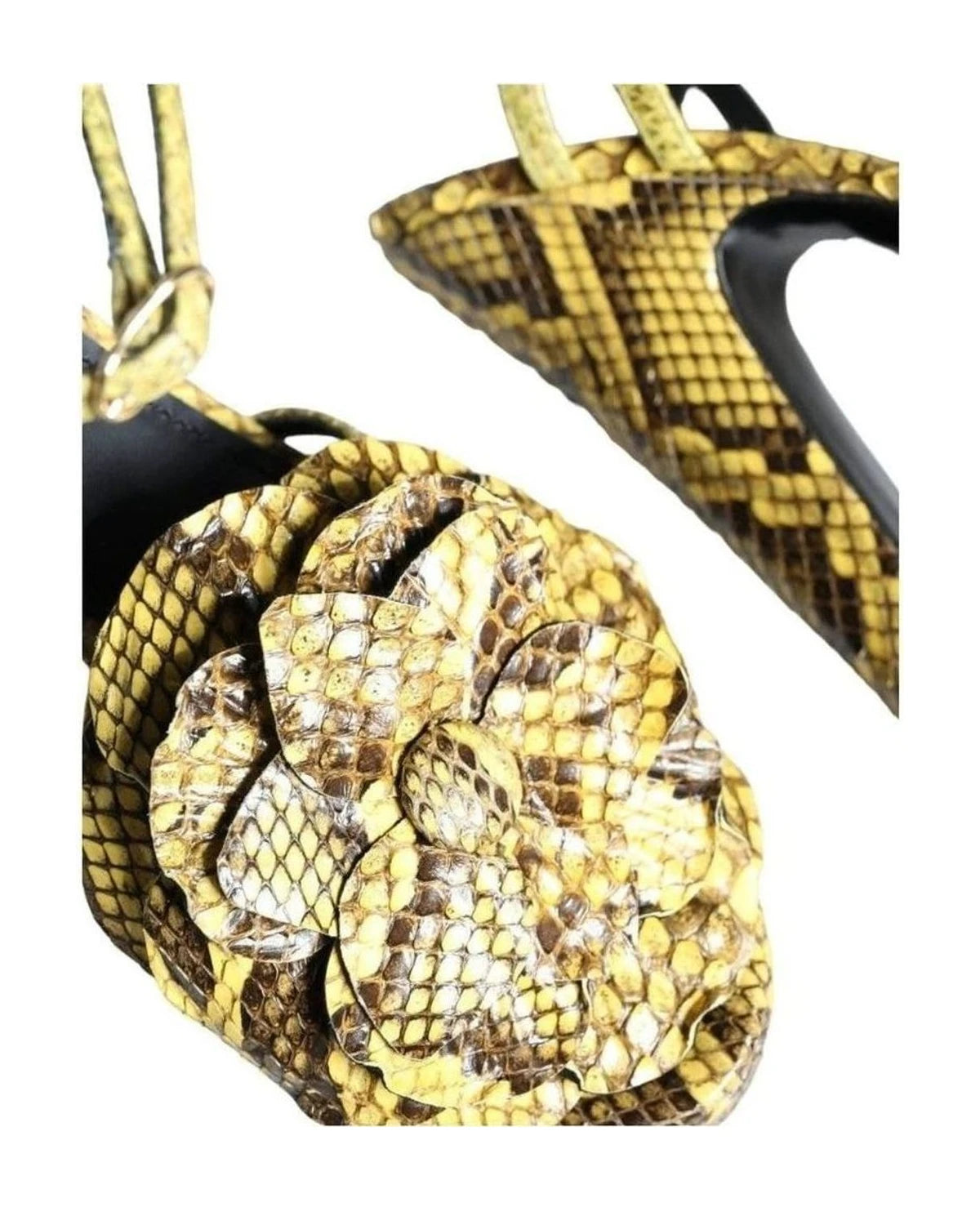 Dolce & Gabbana Yellow Exotic Leather Ankle Strap Heels Sandals Shoes Heels