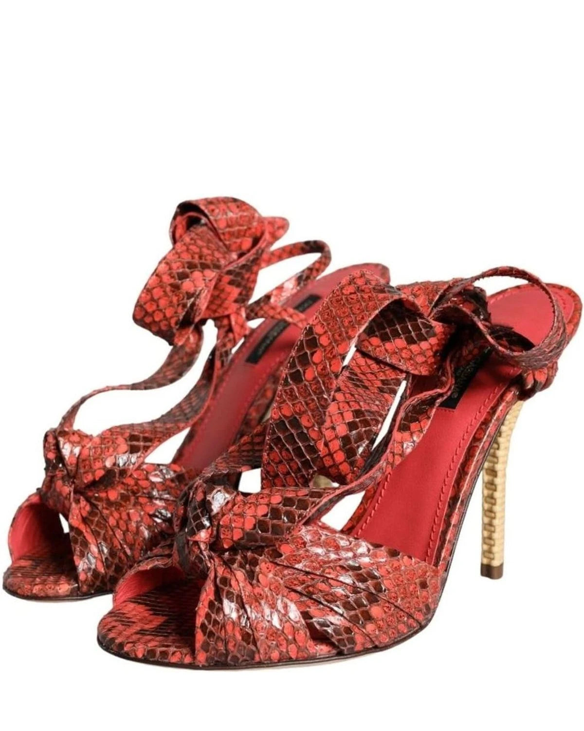 Dolce & Gabbana Coral Exotic Leather Heels Sandals Shoes Heels