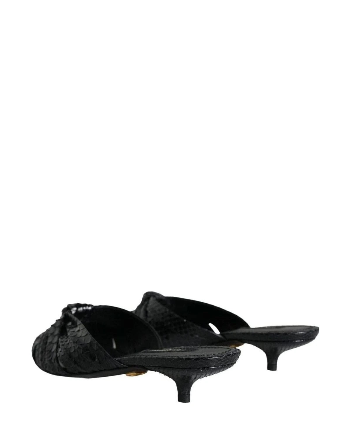 Dolce & Gabbana Black Leather Heels Slides Sandals Shoes Heels