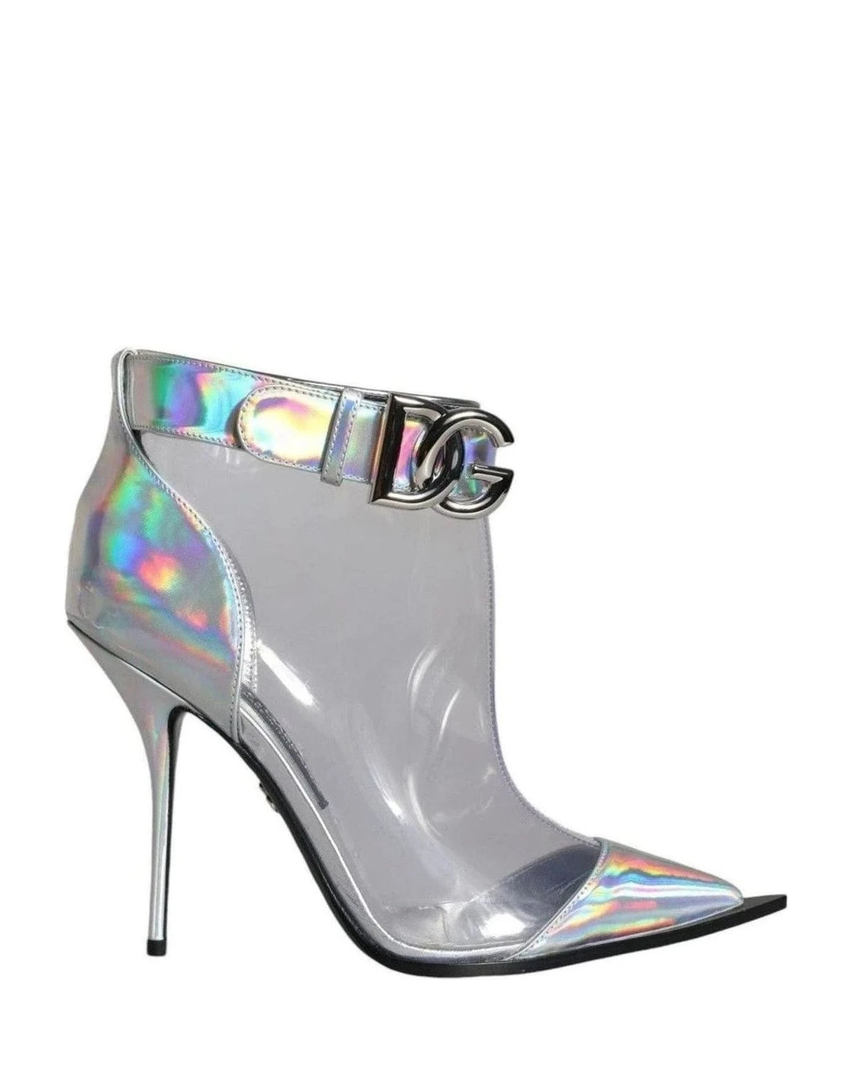 Dolce & Gabbana Silver Iridescent Pvc Pointed Short Boots Shoes Boots