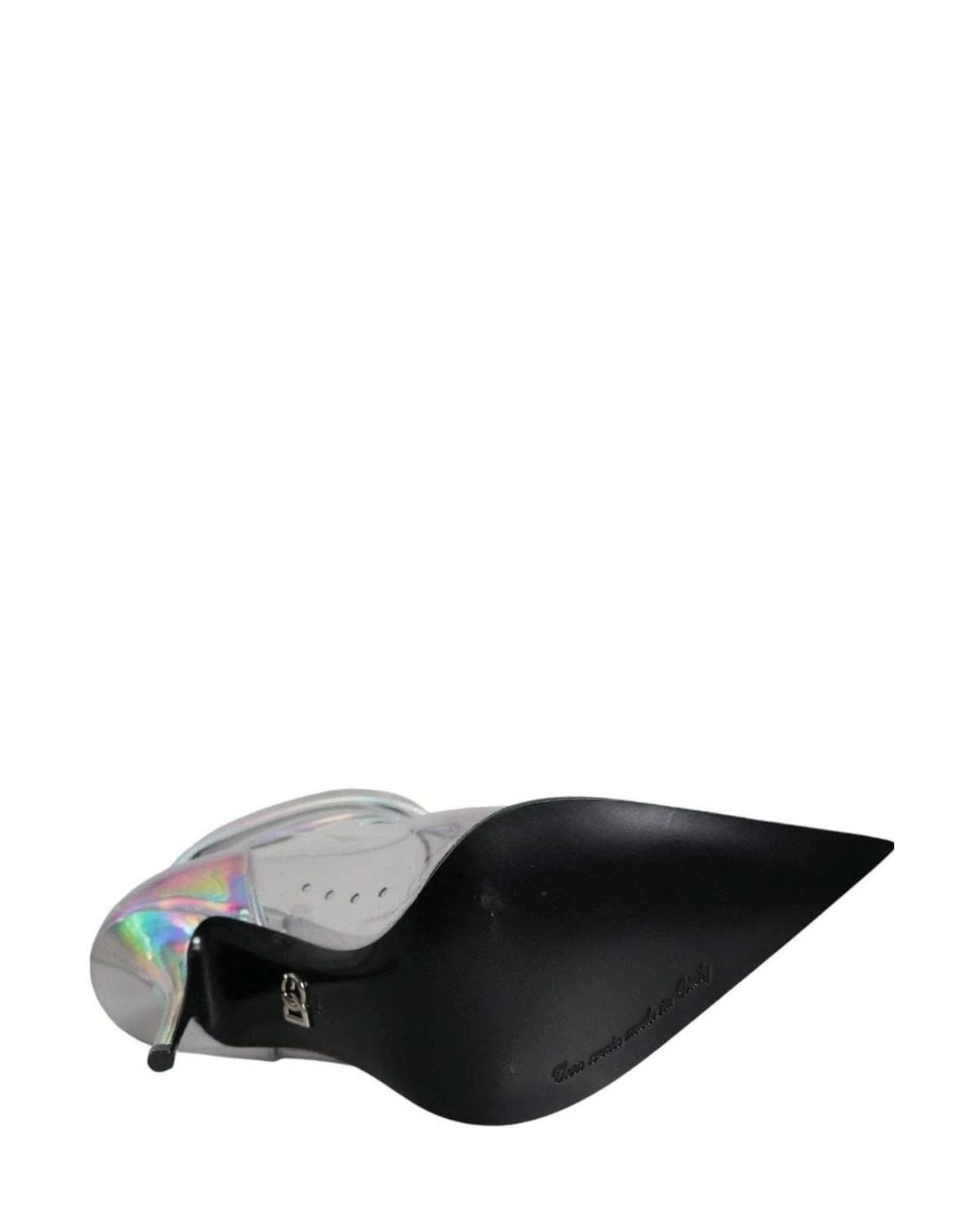 Dolce & Gabbana Silver Iridescent Pvc Pointed Short Boots Shoes Boots