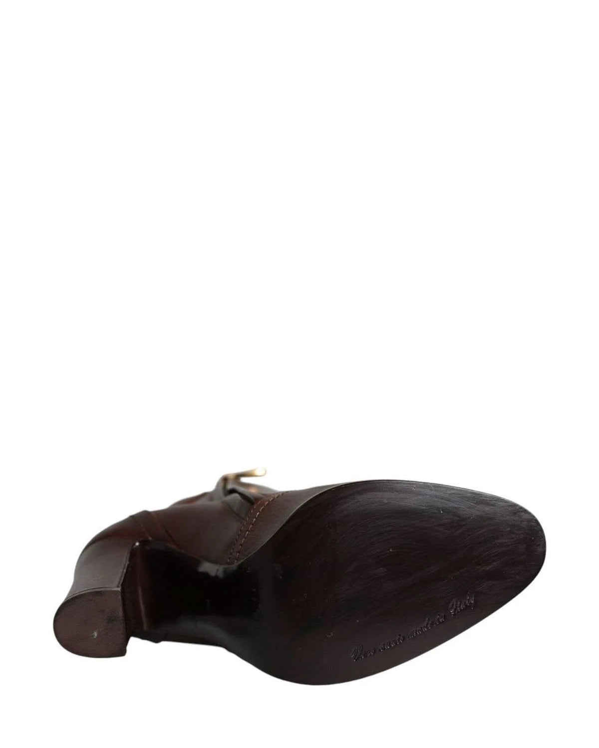 Dolce & Gabbana Brown Leather Heels Mid Calf Boots Shoes Boots