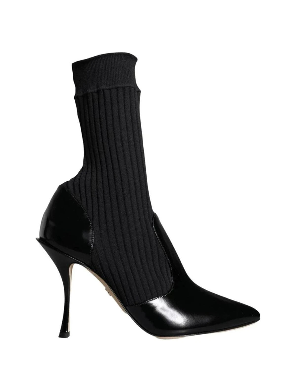Dolce & Gabbana Black Stretch Stilettos Booties Socks Shoes Boots