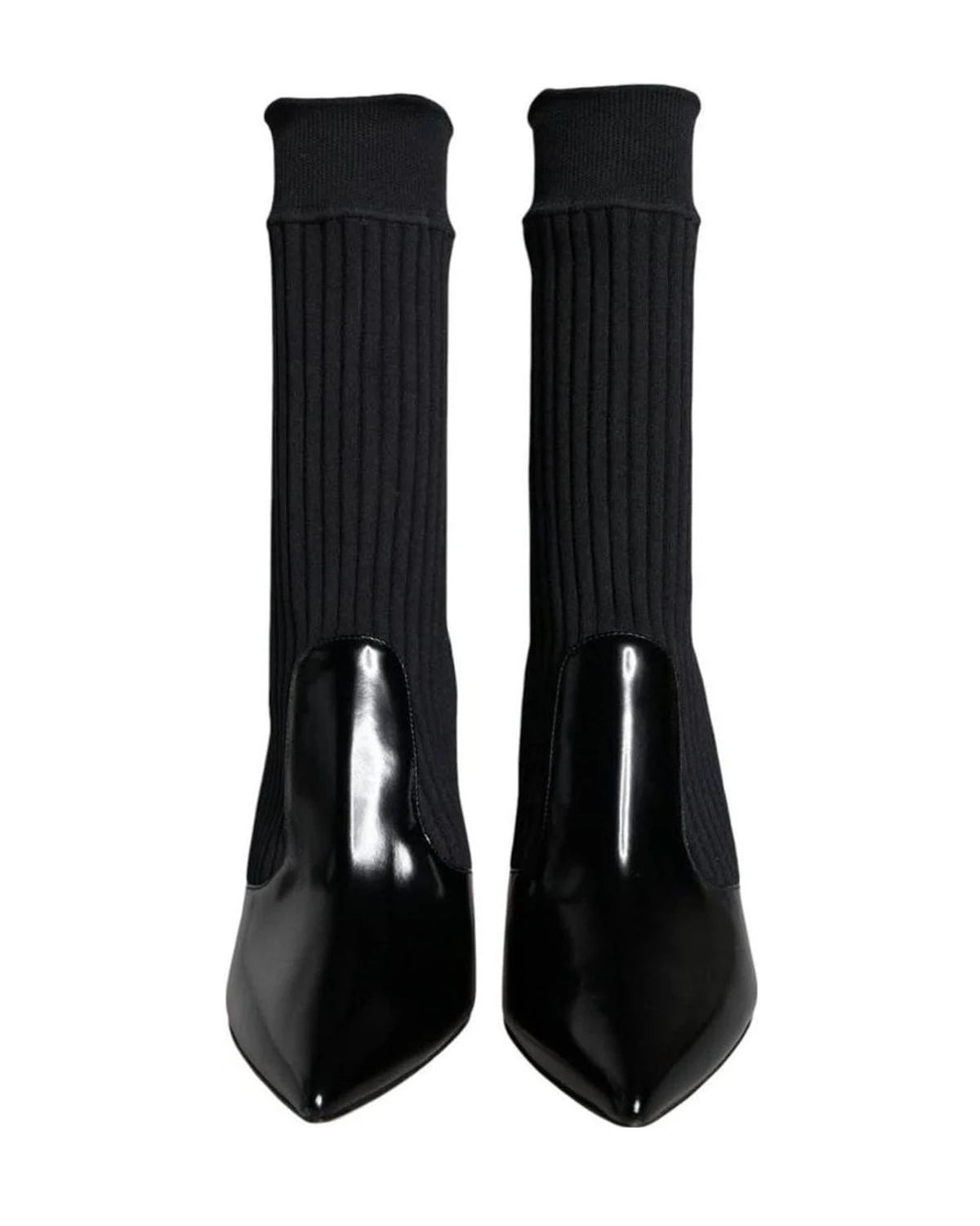 Dolce & Gabbana Black Stretch Stilettos Booties Socks Shoes Boots