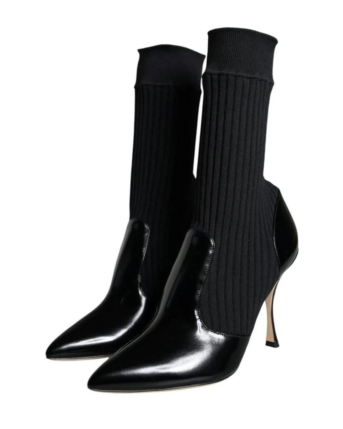 Dolce & Gabbana Black Stretch Stilettos Booties Socks Shoes Boots