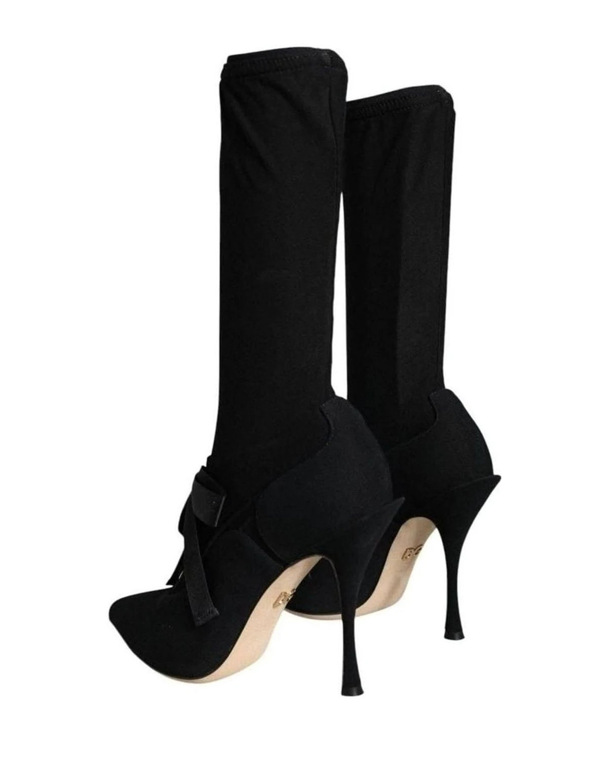 Dolce & Gabbana Black Stiletto Heels Mid Calf Boots Shoes Boots