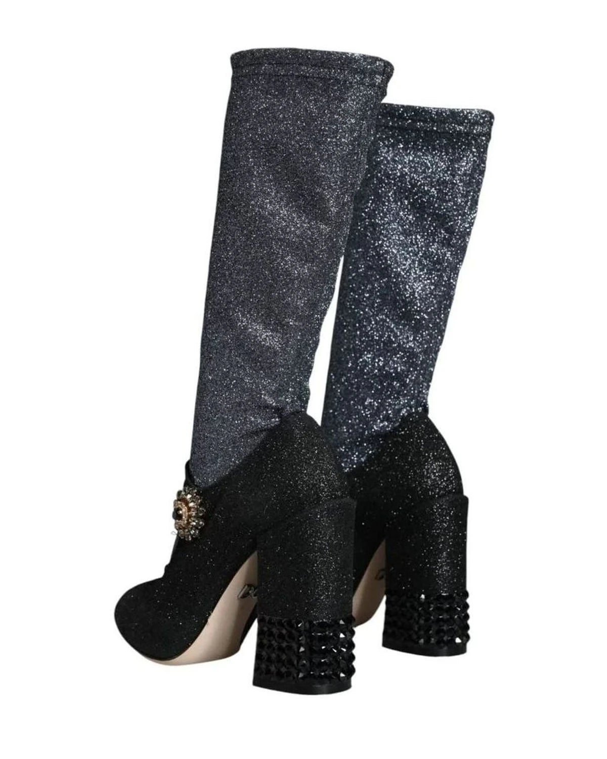 Dolce & Gabbana Black Crystal Mary Janes Booties Shoes Boots