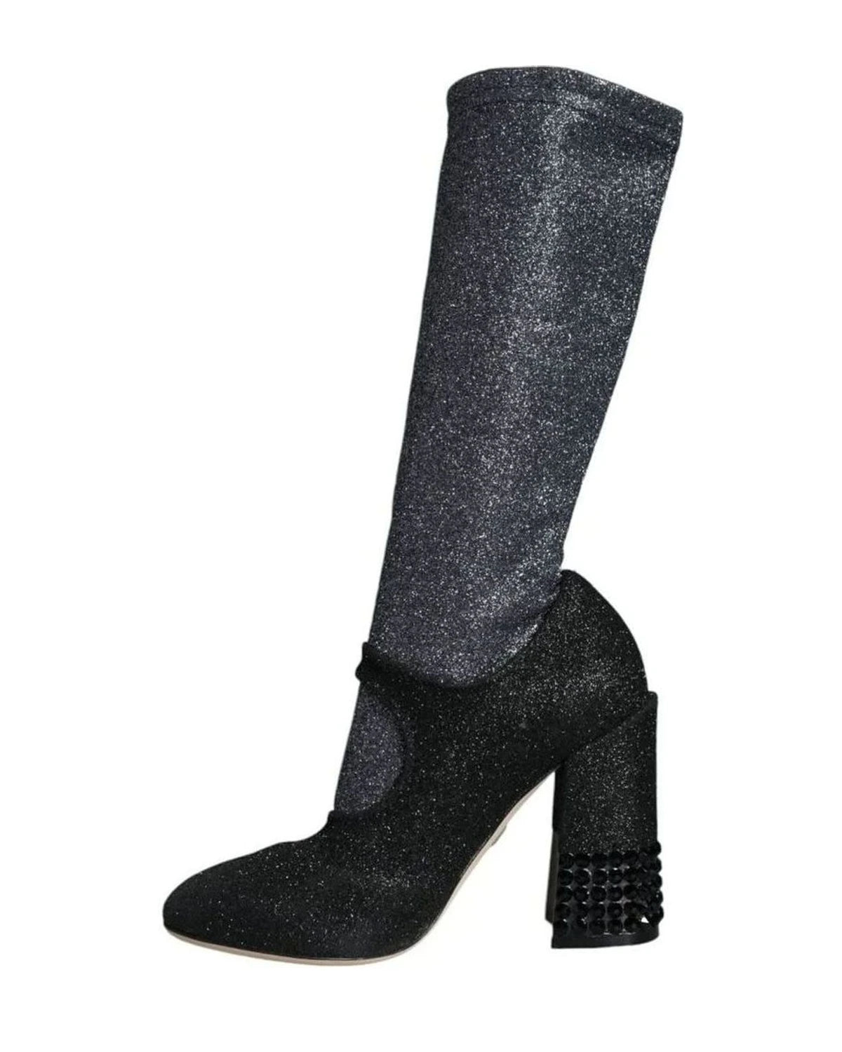 Dolce & Gabbana Black Crystal Mary Janes Booties Shoes Boots