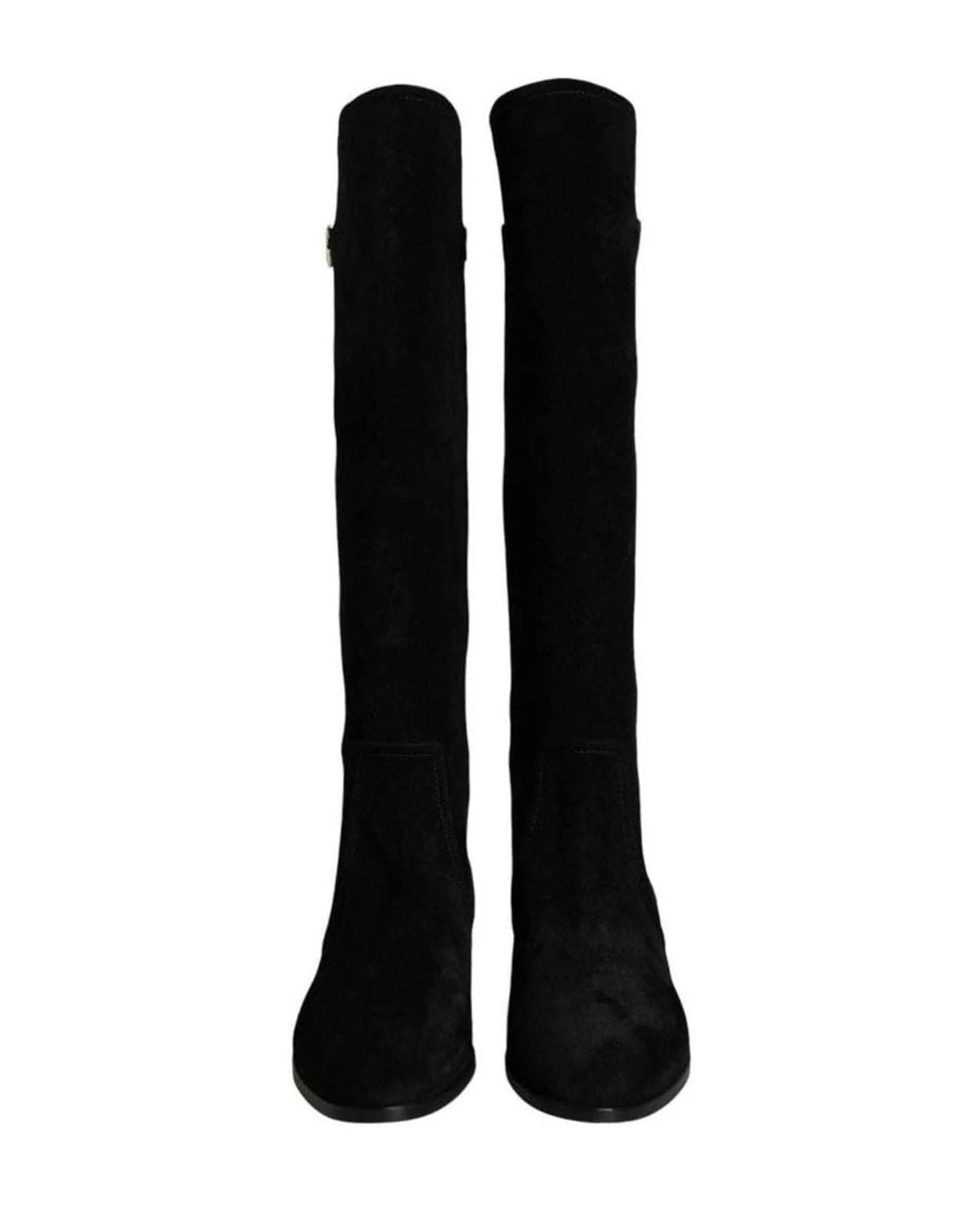Dolce & Gabbana Black Suede Leather Knee High Boots Shoes Boots