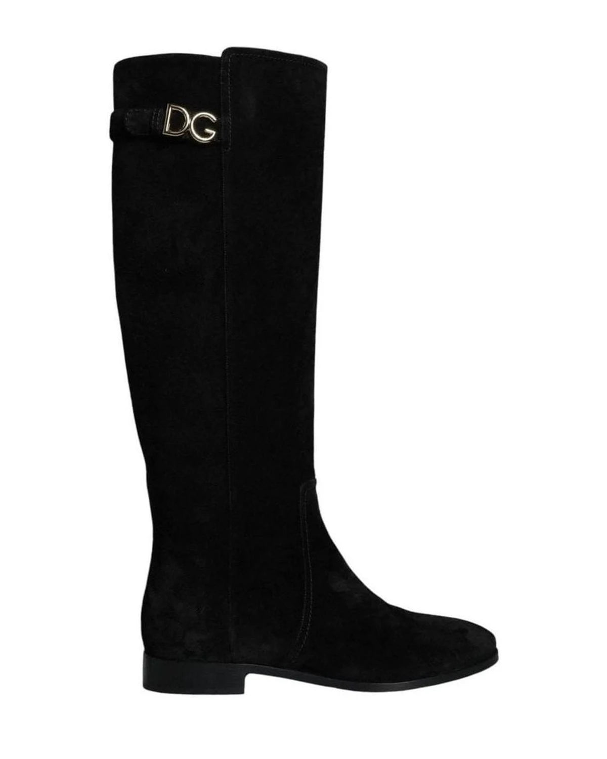 Dolce & Gabbana Black Suede Leather Knee High Boots Shoes Boots