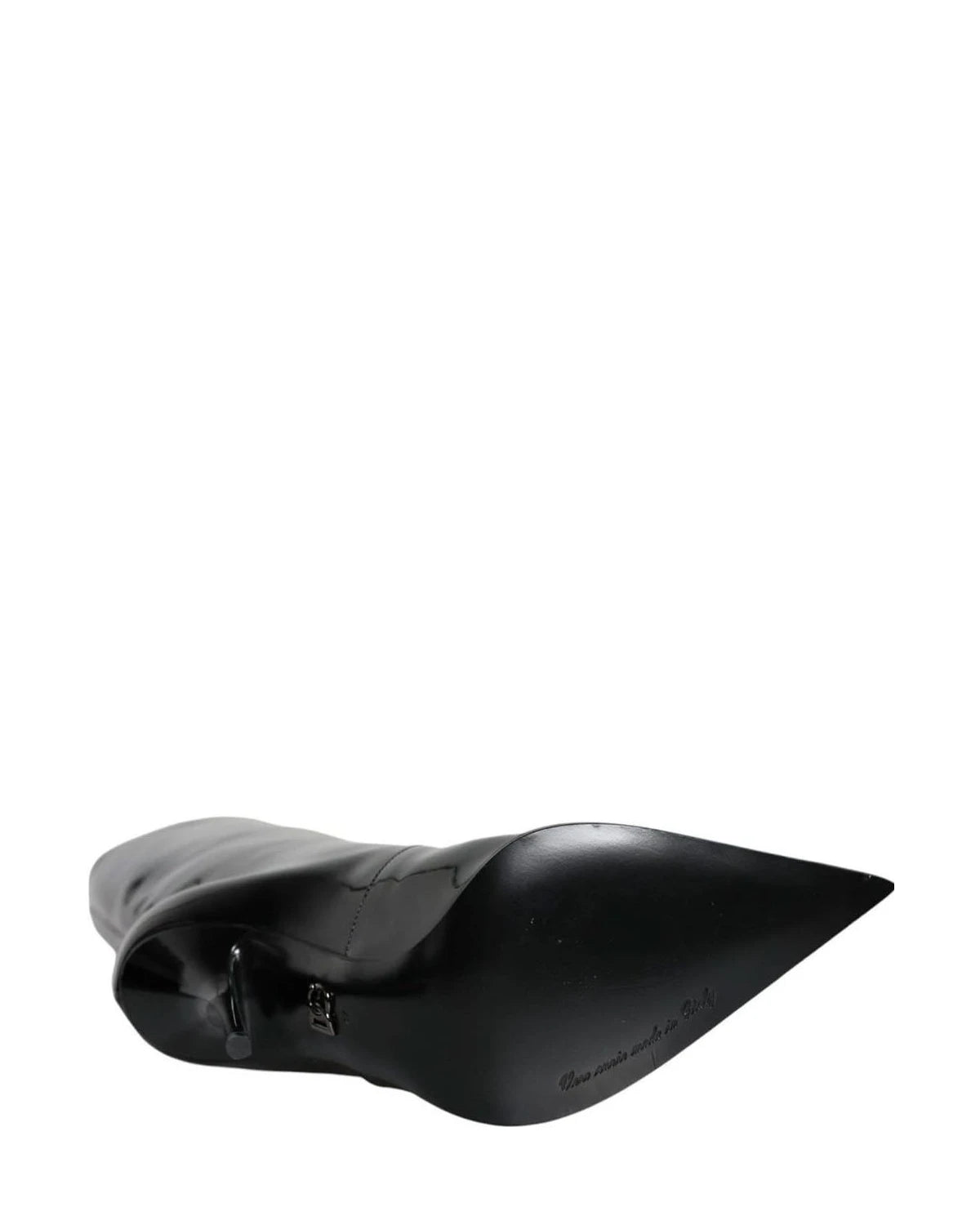 Dolce & Gabbana Black Patent Leather Mid Calf Boots Shoes Boots