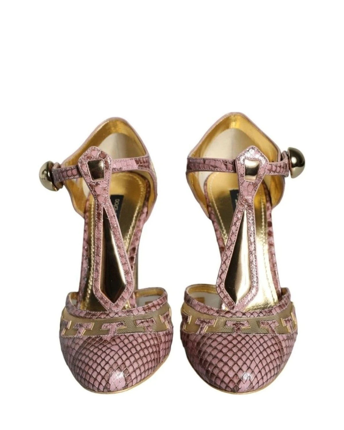 Dolce & Gabbana Pink Leather Pumps T-Strap Sandals Shoes Heels