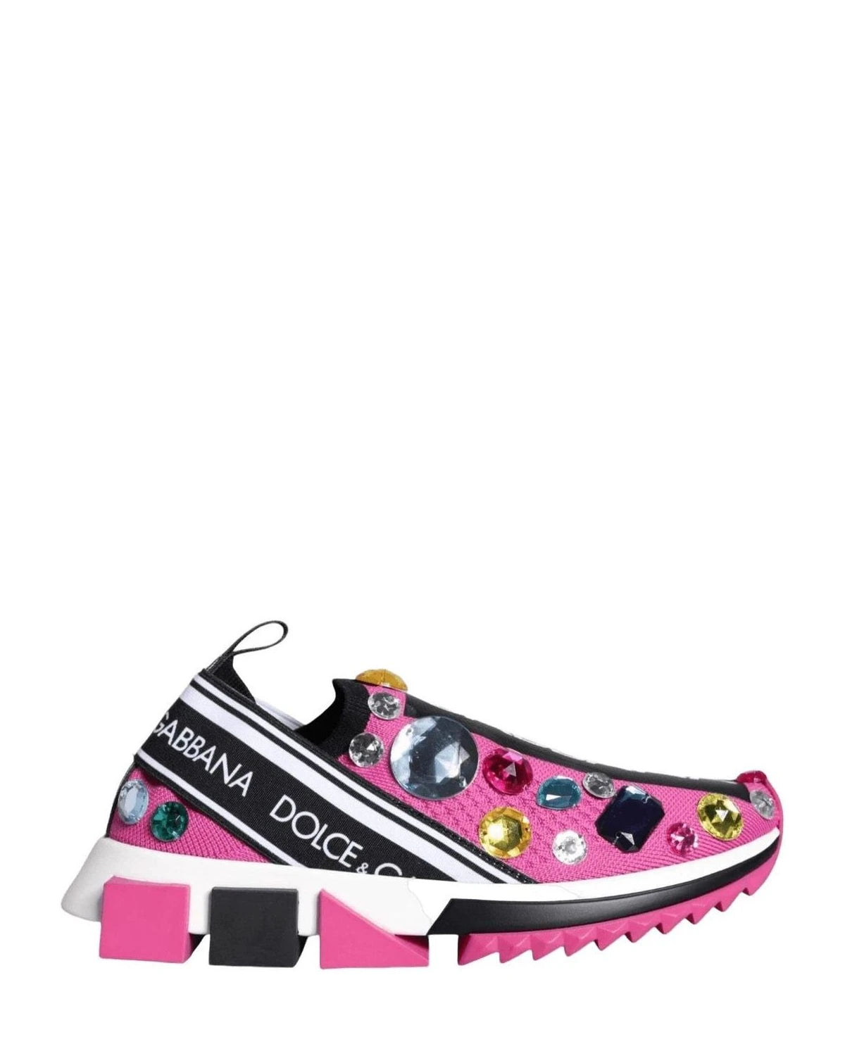 Dolce & Gabbana Pink Sorrento Crystals Low Top Sneakers Shoes Sneakers