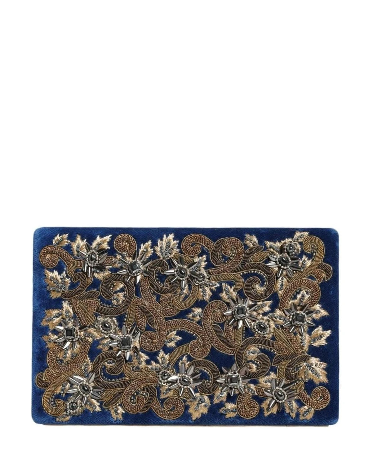 Dolce & Gabbana Blue Velvet Frame Clutch Evening Party Purse Bag Handbags