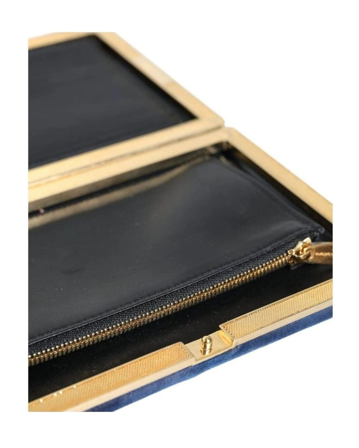Dolce & Gabbana Blue Velvet Frame Clutch Evening Party Purse Bag Handbags