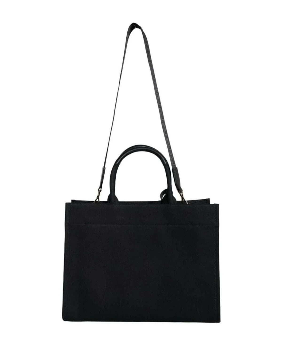 Versace Top Black Handle Canvas Leather Logo Crossbody Tote Bag Cross Body Bags