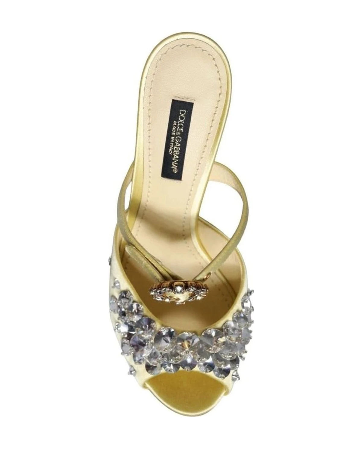 Dolce & Gabbana Yellow Mary Janes Satin Crystal Sandals Shoes Heels