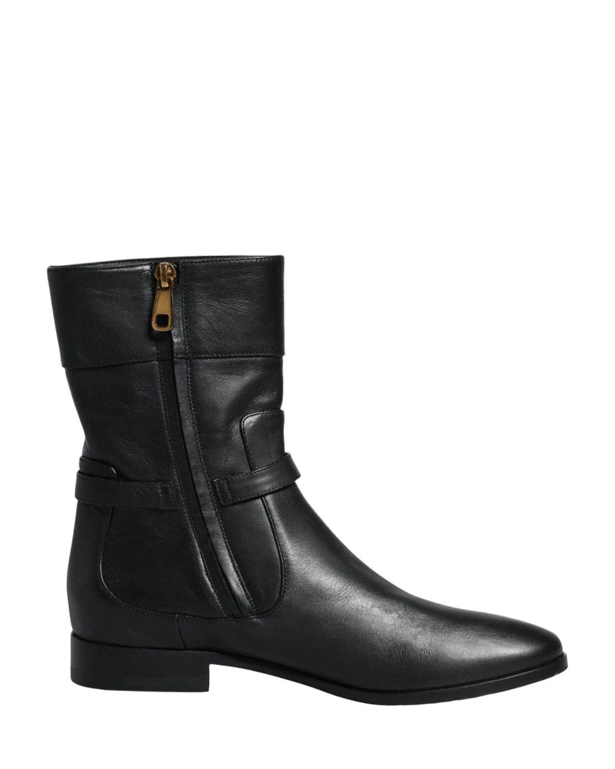 Dolce & Gabbana Black Leather Logo Mid Calf Boots Shoes Glam Steals