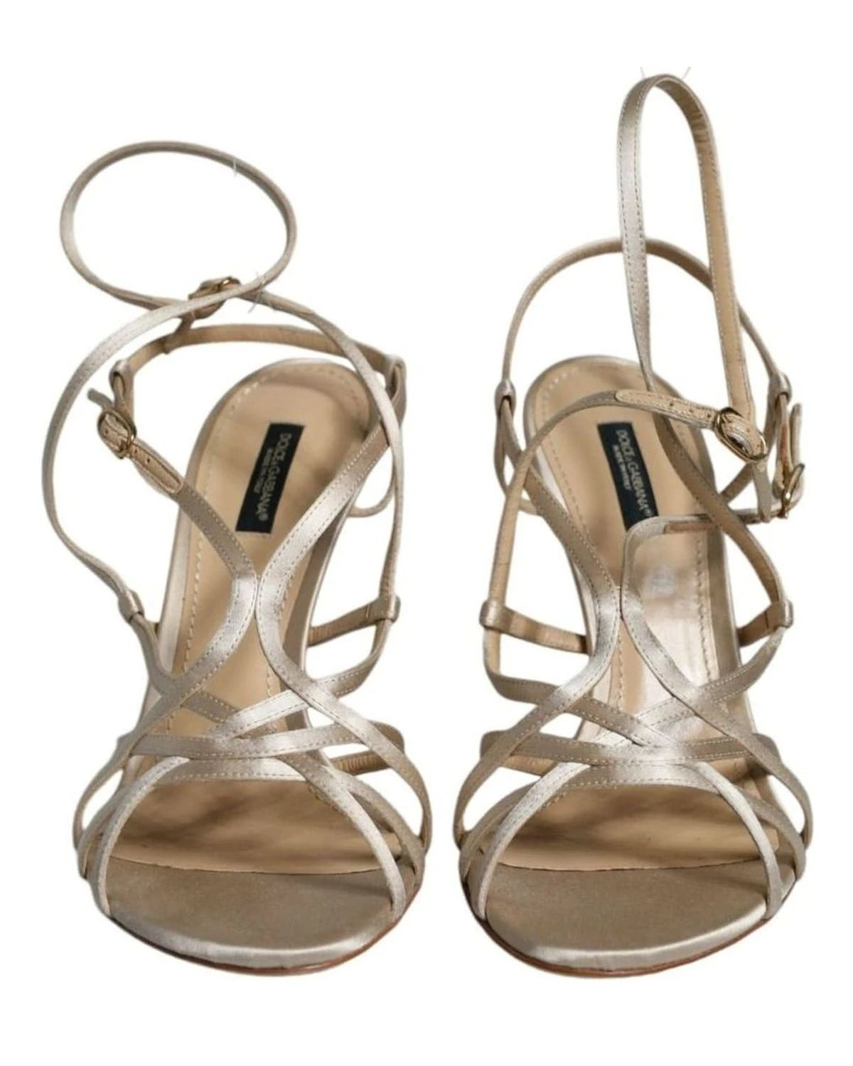 Dolce & Gabbana Beige Leather Stiletto Heels Sandals Shoes Heels