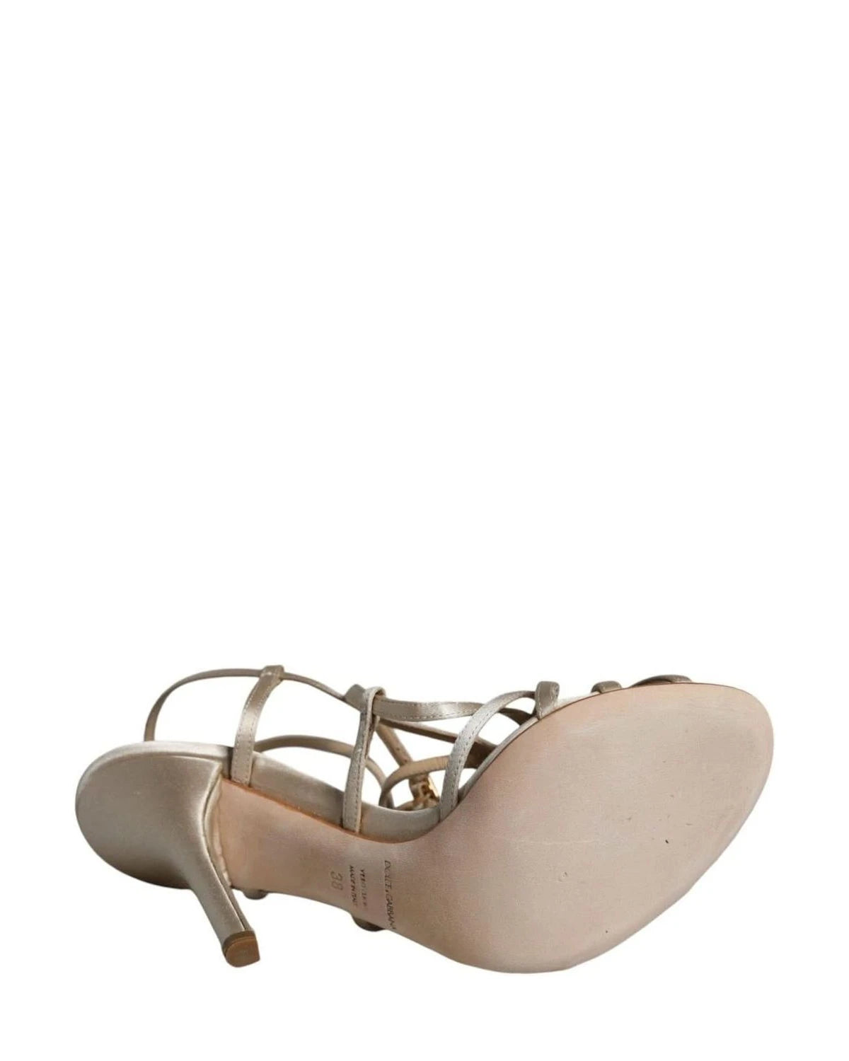 Dolce & Gabbana Beige Leather Stiletto Heels Sandals Shoes Heels