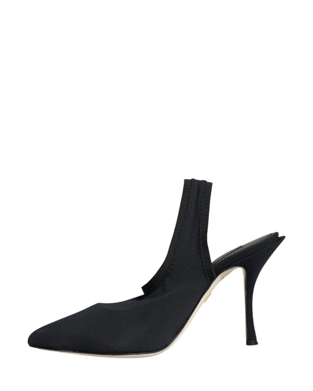 Dolce & Gabbana Black Jersey Stretch Heels Slingback Shoes Heels