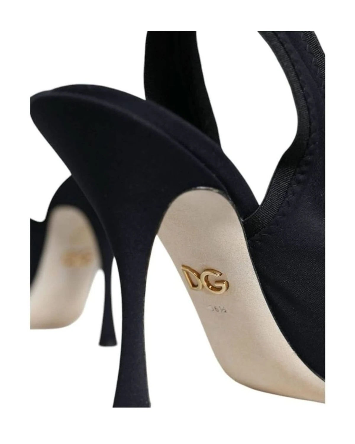 Dolce & Gabbana Black Jersey Stretch Heels Slingback Shoes Heels