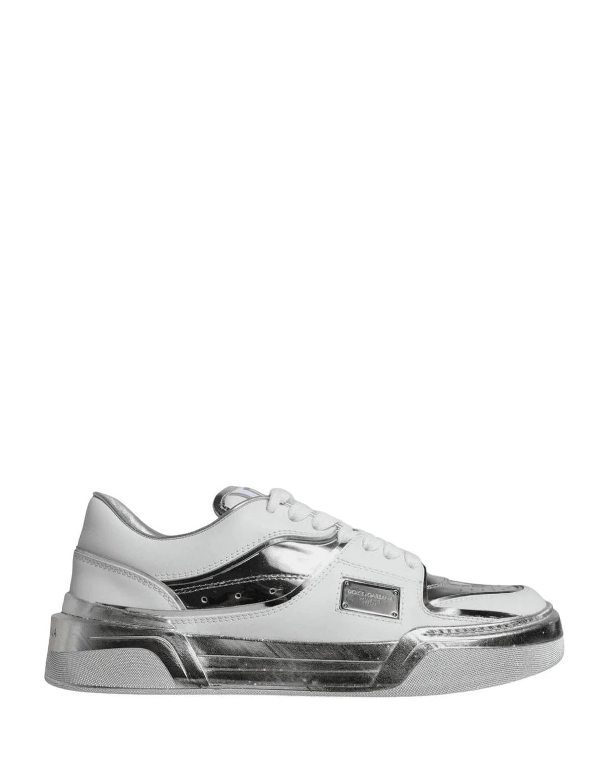Dolce & Gabbana White Leather Low Top Sneakers Shoes Sneakers