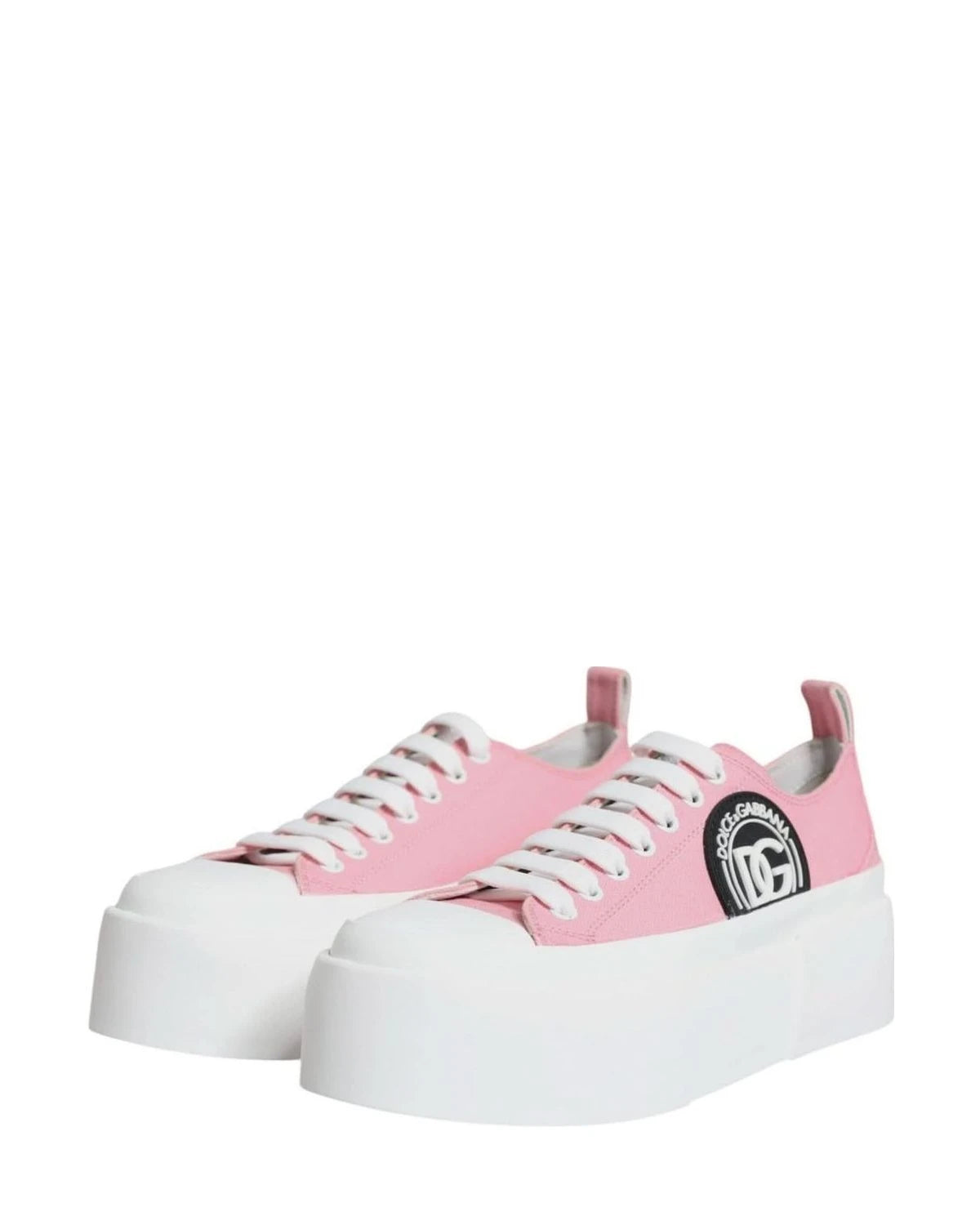 Dolce & Gabbana Pink Canvas Logo Low Top Sneakers Shoes Sneakers
