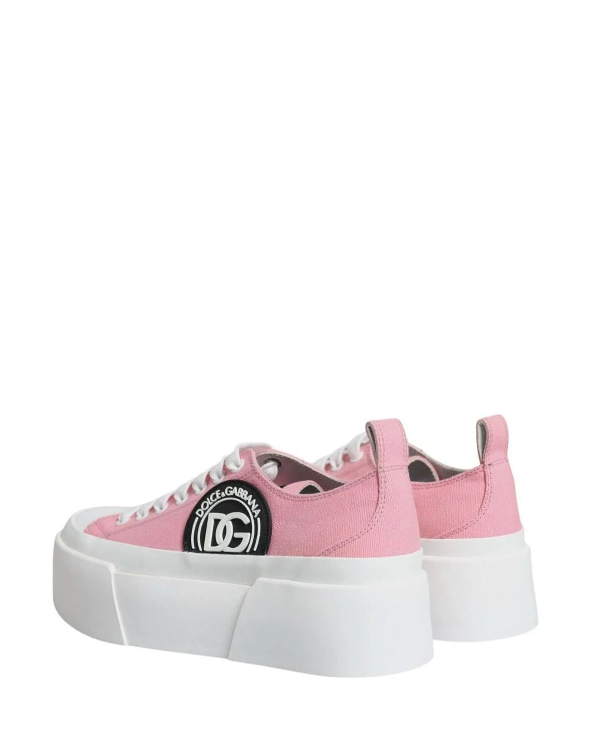 Dolce & Gabbana Pink Canvas Logo Low Top Sneakers Shoes Sneakers