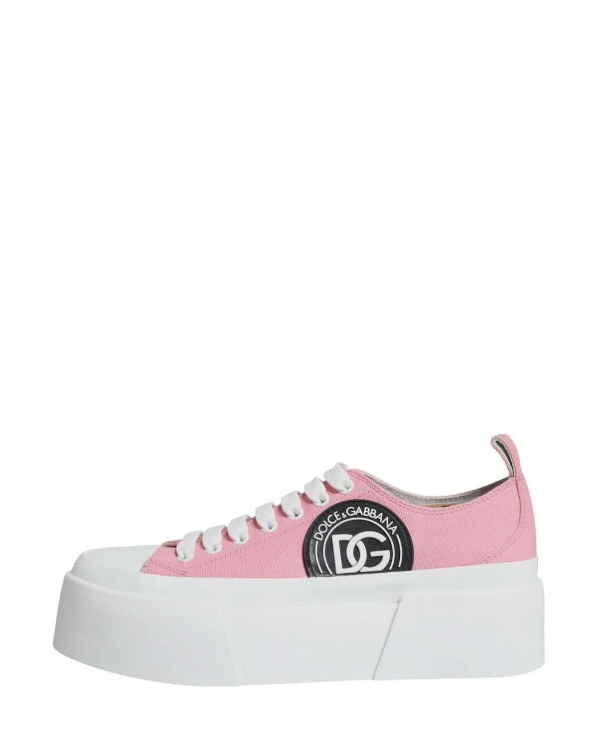 Dolce & Gabbana Pink Canvas Logo Low Top Sneakers Shoes Sneakers