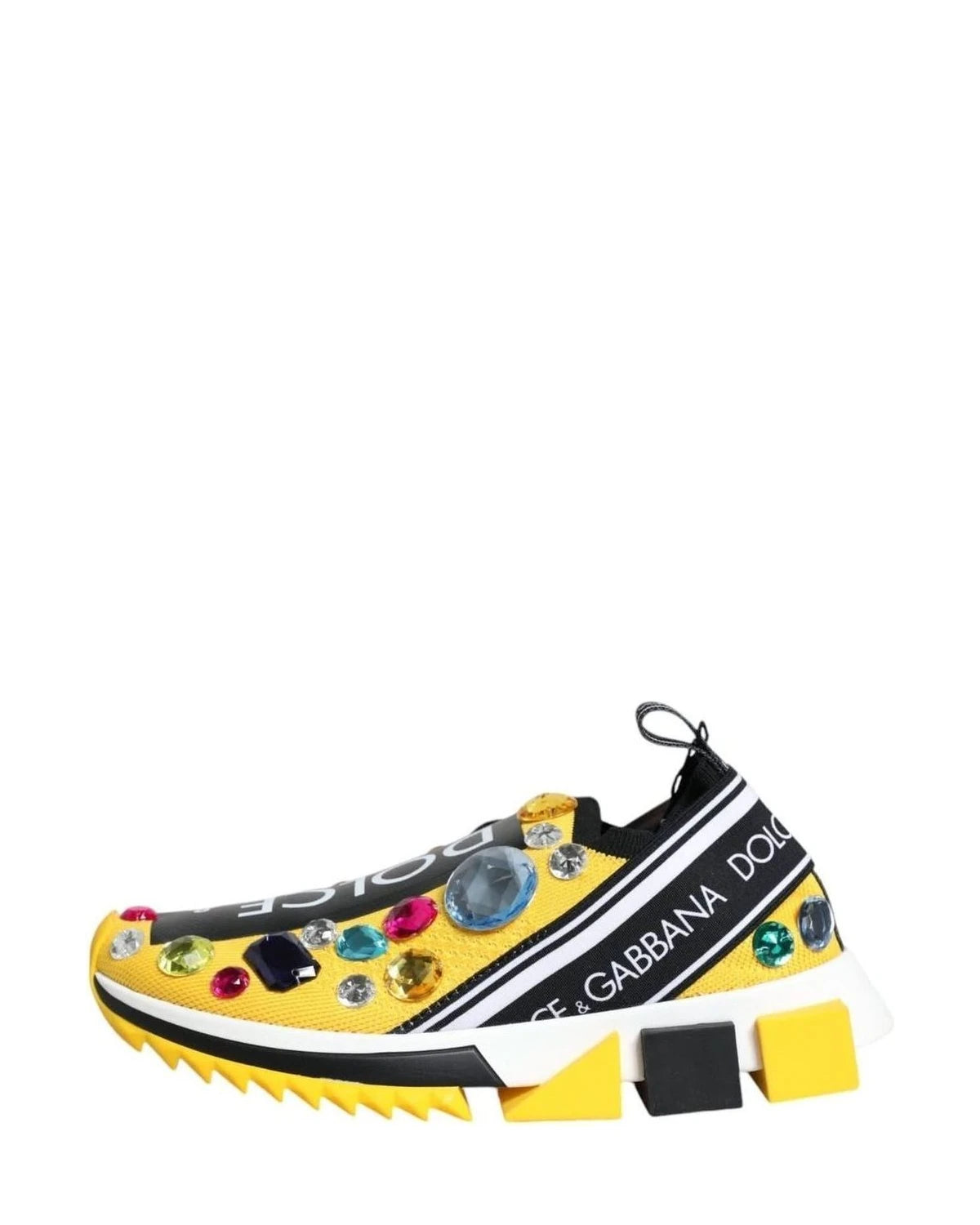 Dolce & Gabbana Yellow Sorrento Crystals Low Top Sneakers Shoes Sneakers