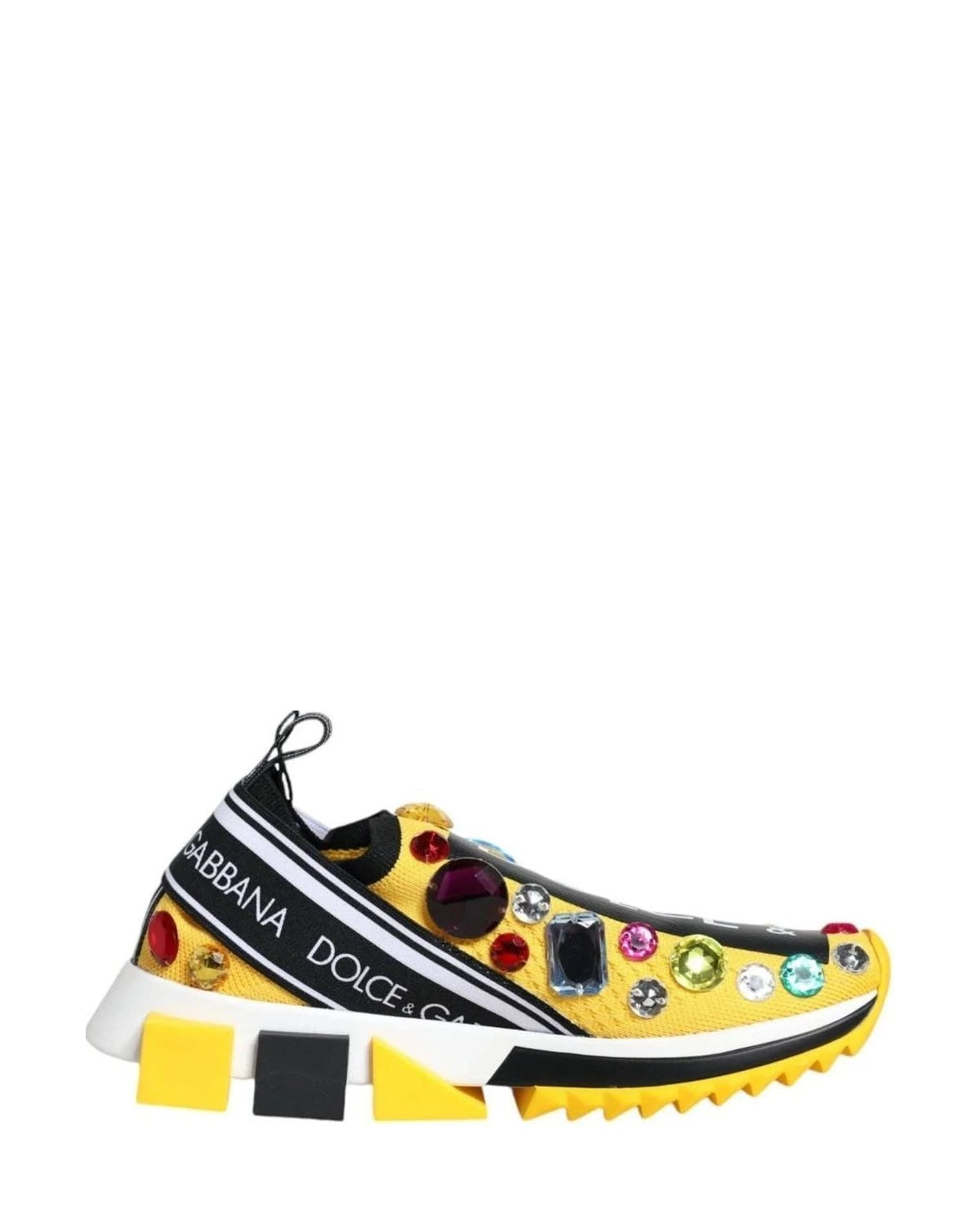 Dolce & Gabbana Yellow Sorrento Crystals Low Top Sneakers Shoes Sneakers