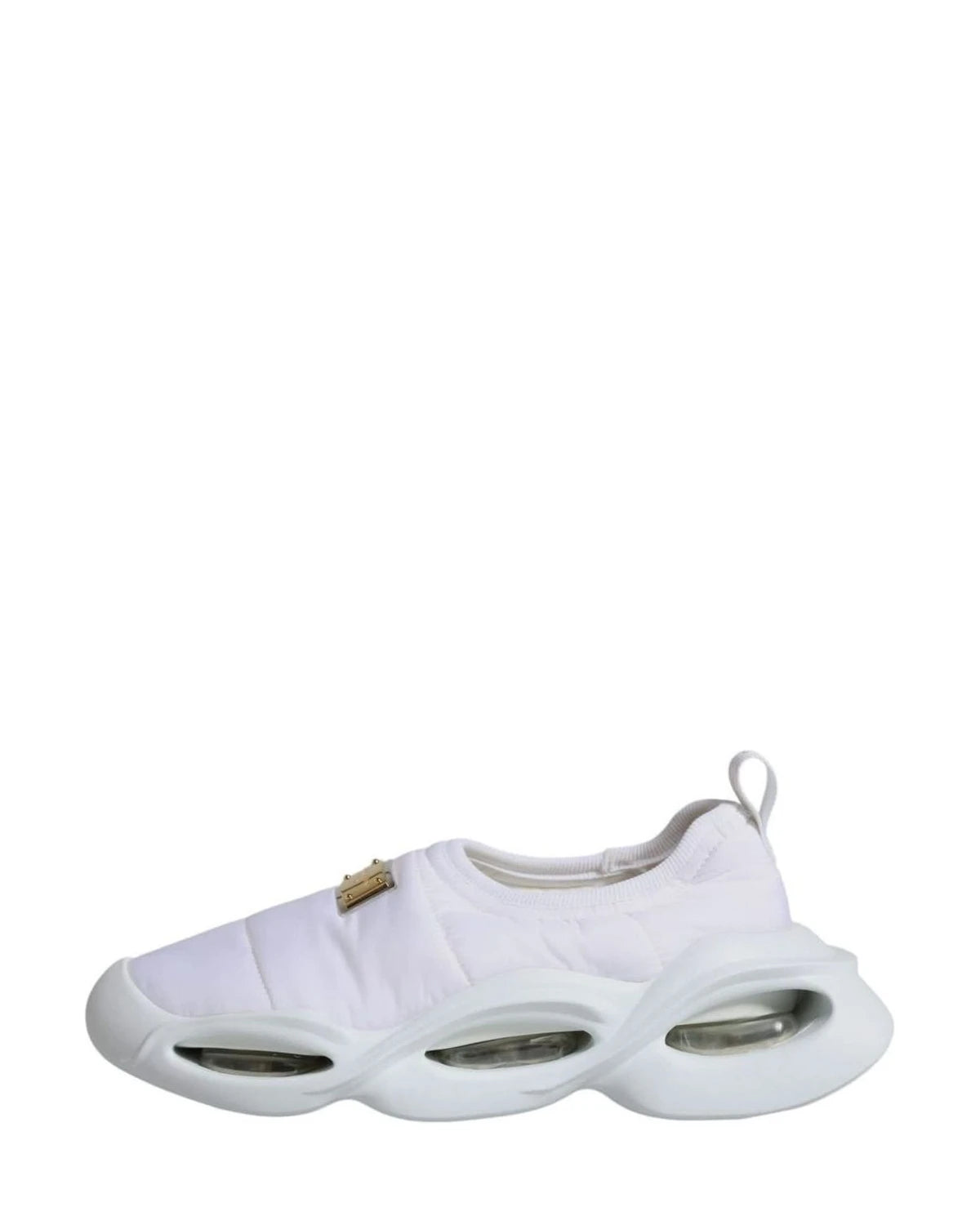 Dolce & Gabbana White Padded Fabric Low Top Sneakers Shoes Sneakers