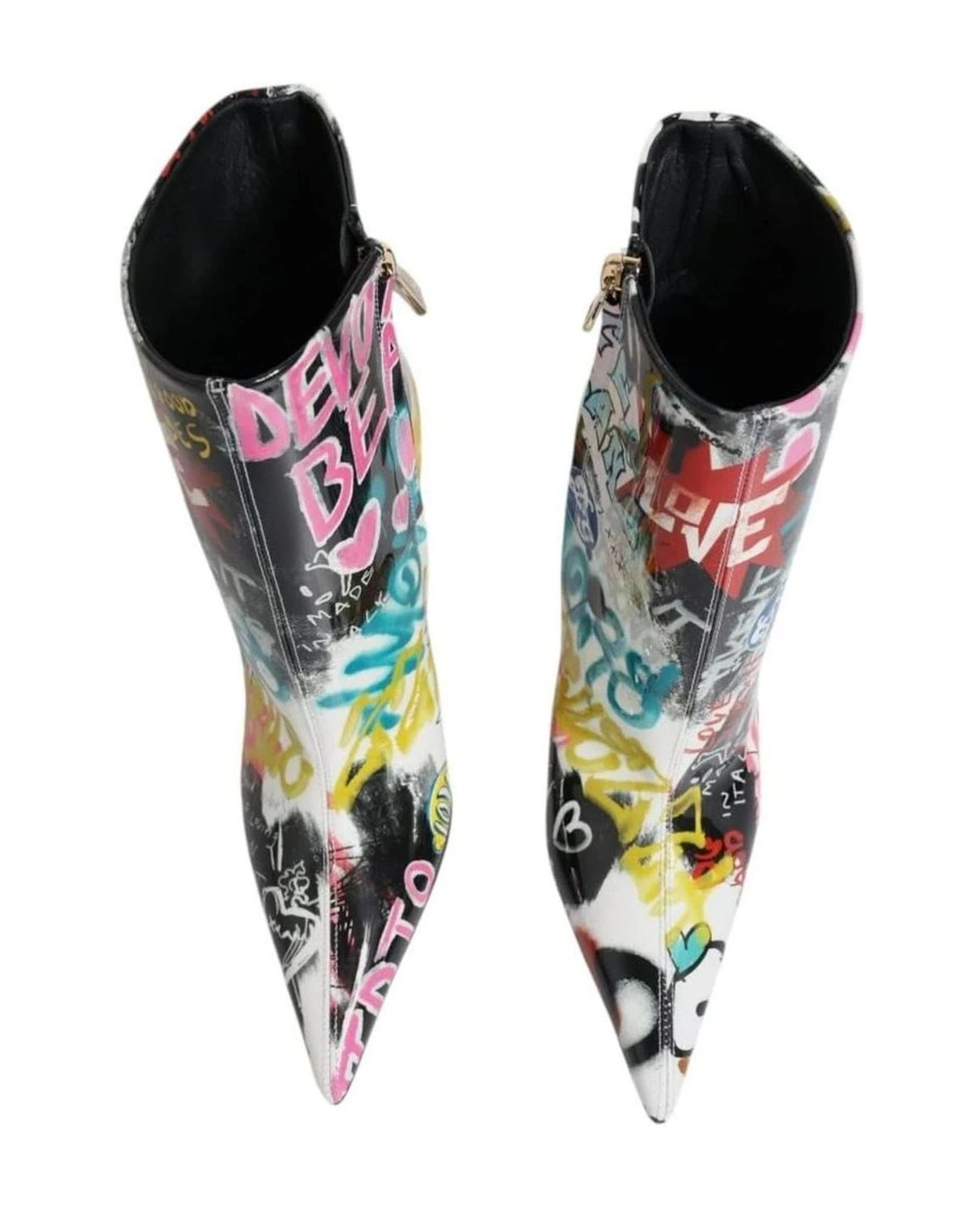 Dolce & Gabbana Multicolor Graffiti Keira Mid Calf Boots Shoes Boots