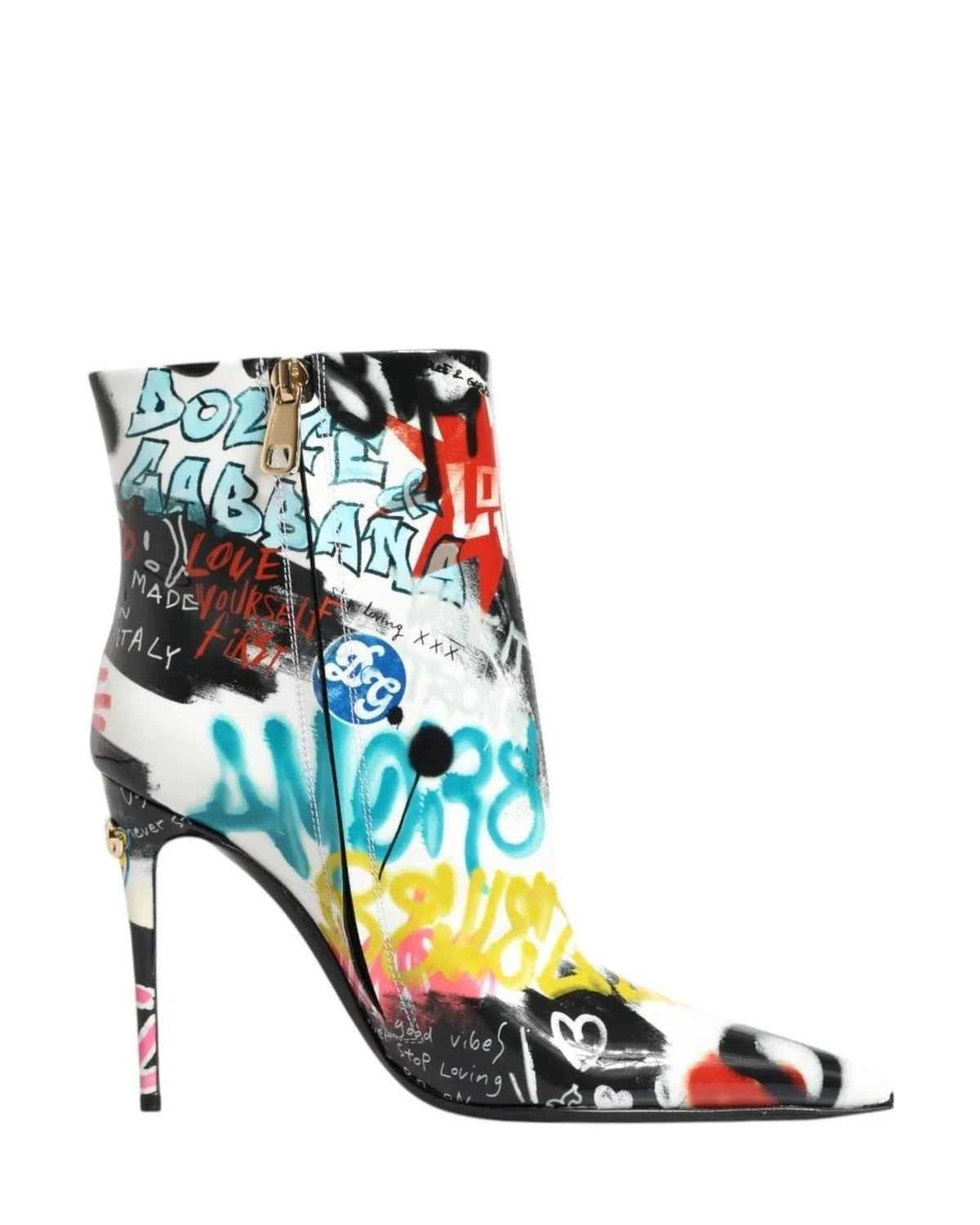 Dolce & Gabbana Multicolor Graffiti Keira Mid Calf Boots Shoes Boots
