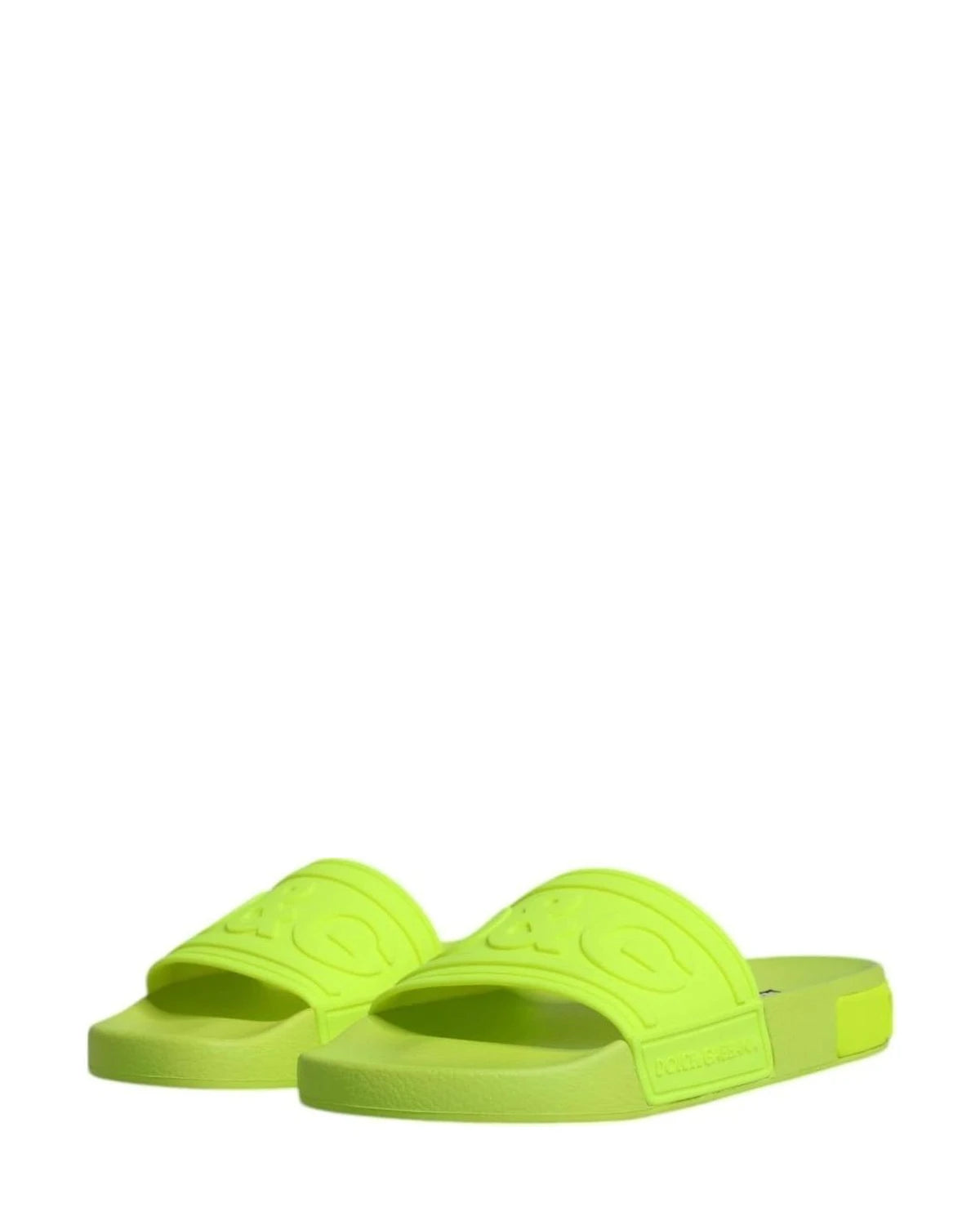 Dolce & Gabbana Green Rubber Slides Sandals Beachwear Shoes Flats