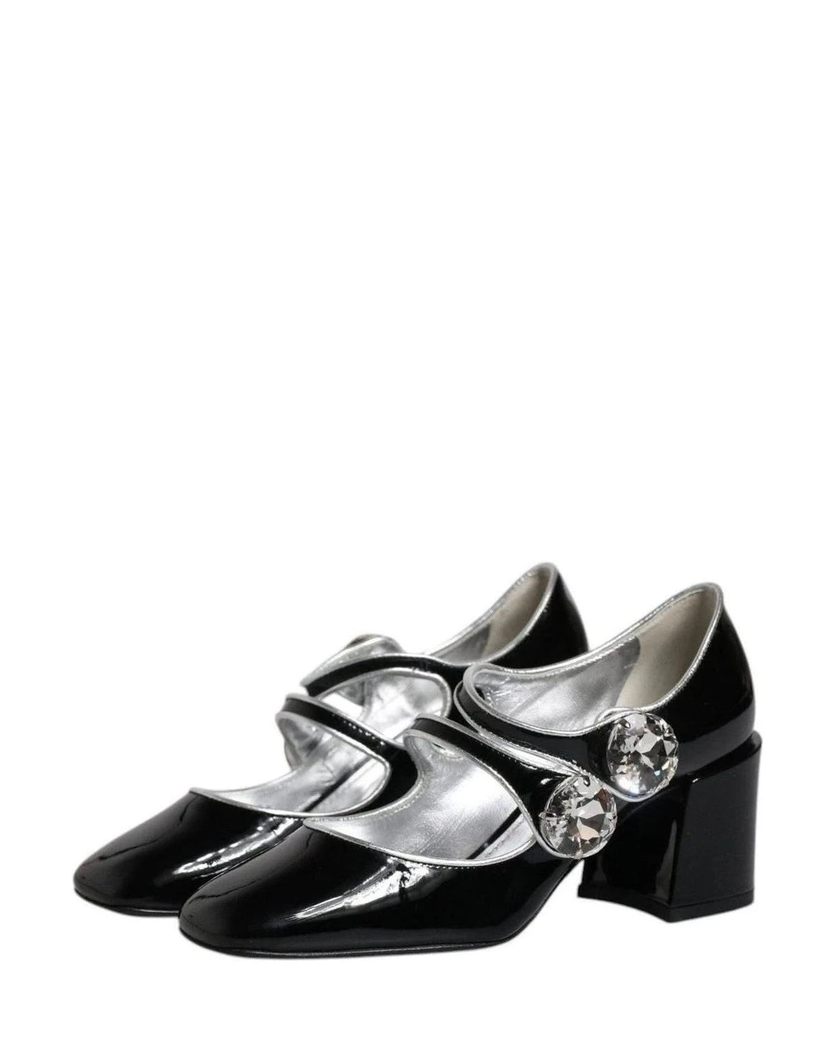 Dolce & Gabbana Black Patent Leather Crystal Mary Jane Pumps Shoes Heels