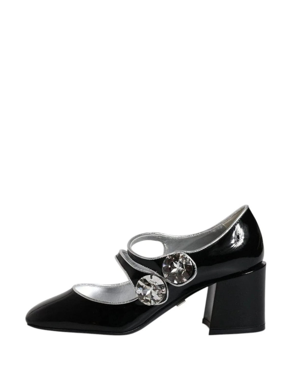 Dolce & Gabbana Black Patent Leather Crystal Mary Jane Pumps Shoes Heels