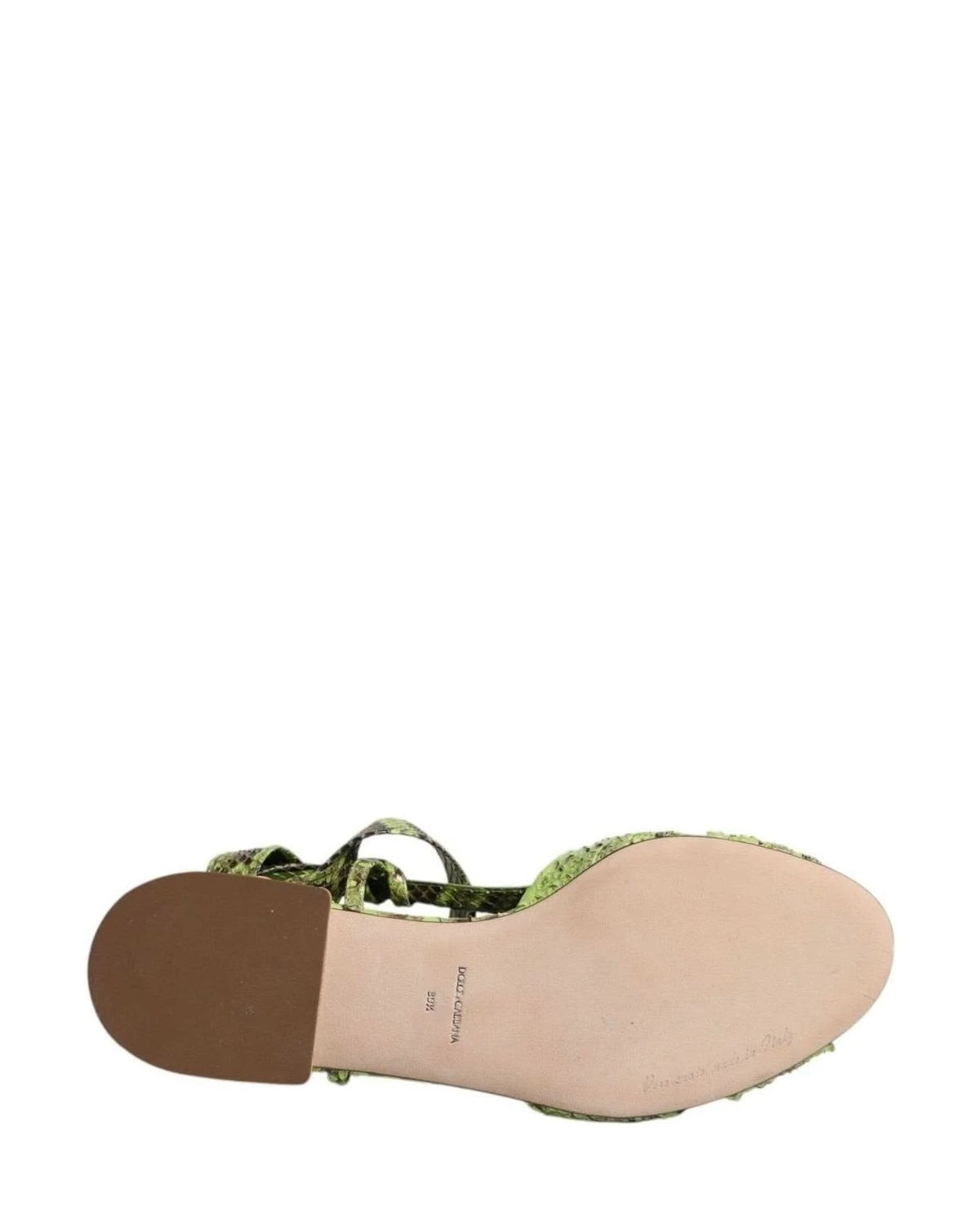 Dolce & Gabbana Green Animal Print Ankle Wrap Sandals Shoes Sandals