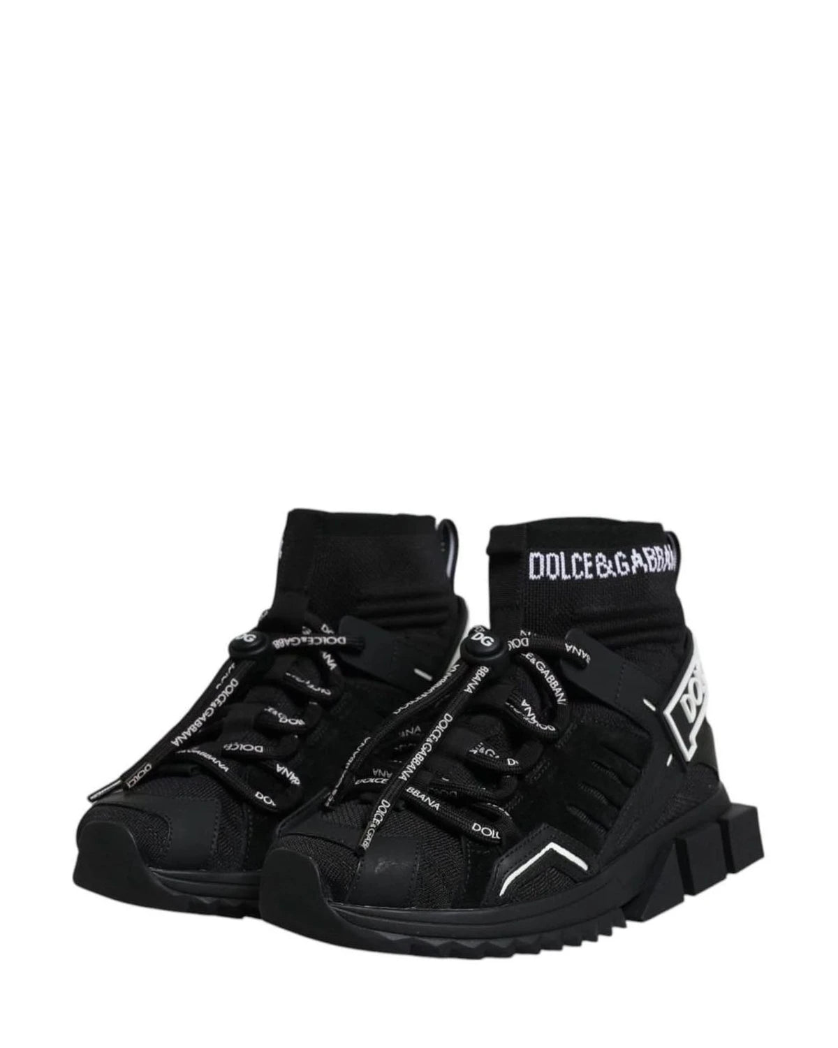 Dolce & Gabbana Black Sorrento Socks Logo Sneakers Shoes Sneakers