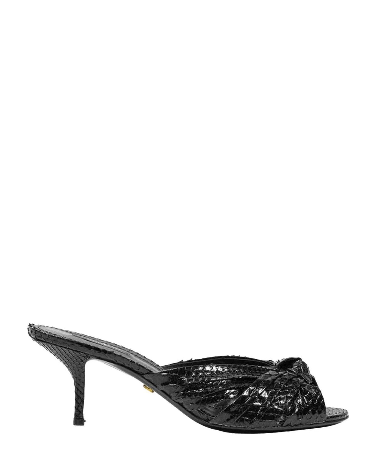 Dolce & Gabbana Leather Di Pitone Black Sandal Glam Steals
