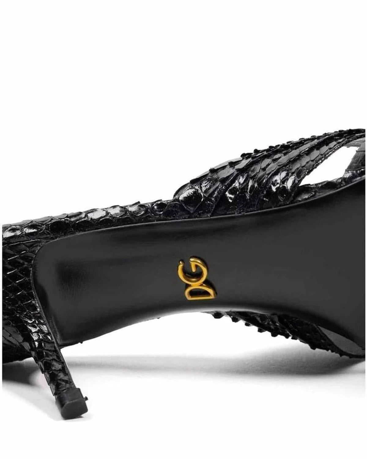 Dolce & Gabbana Leather Di Pitone Black Sandal Heels