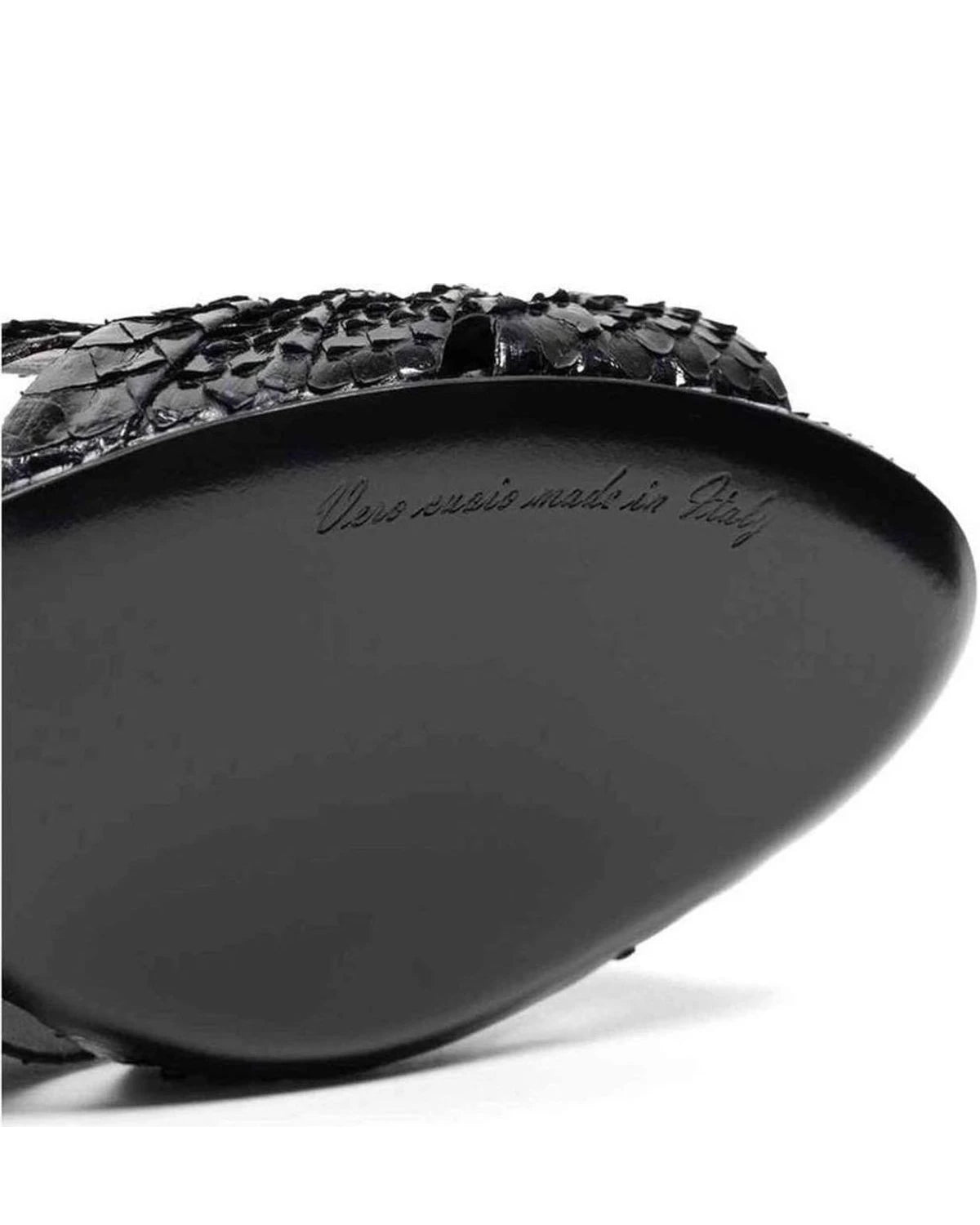 Dolce & Gabbana Leather Di Pitone Black Sandal Heels