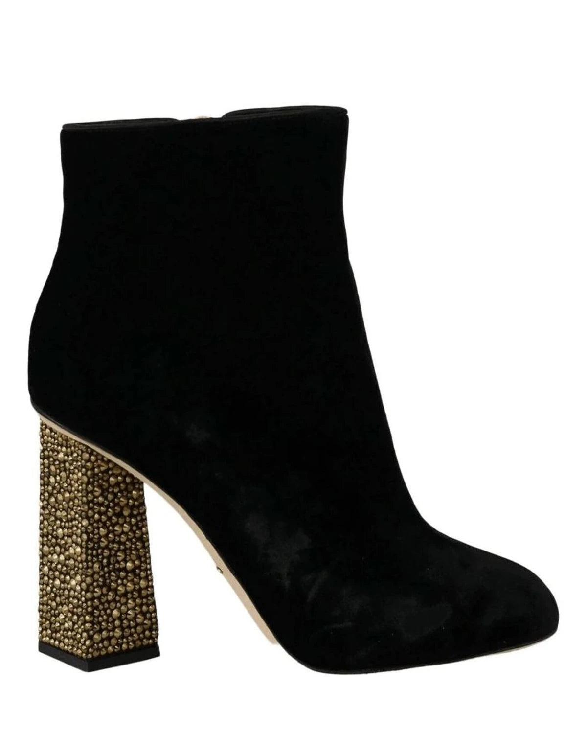 Dolce & Gabbana Crystal Heel Velvet Ankle Boots Boots